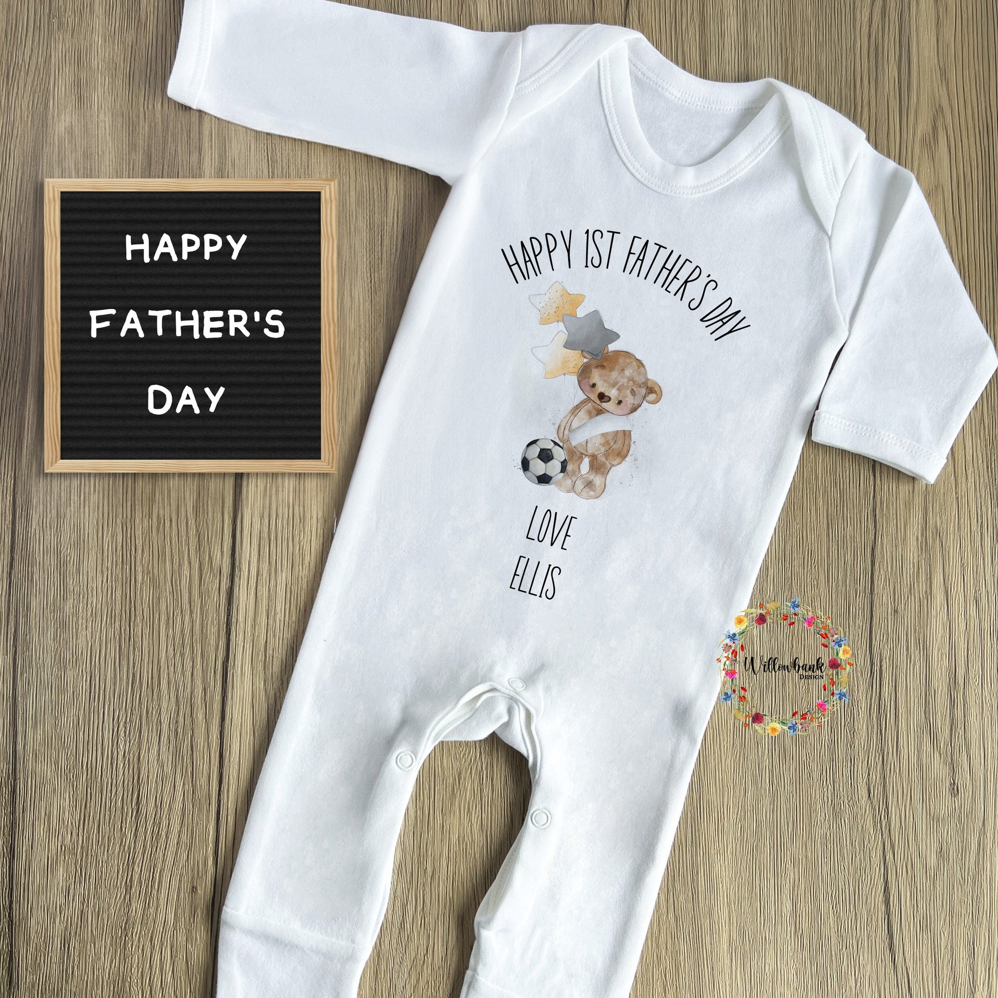 First Father's Day Football Babygrow
