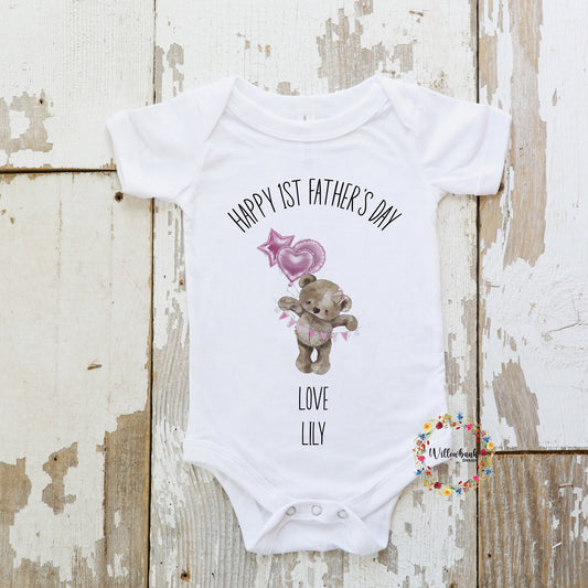 First Father's Day Teddy Bear Babygrow