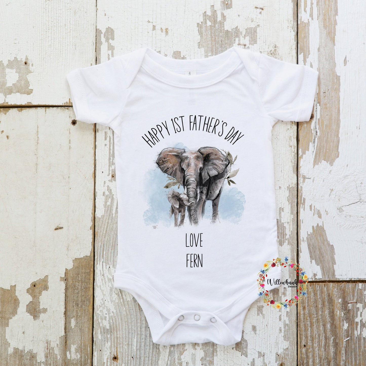 First Father's Day Elephant Babygrow