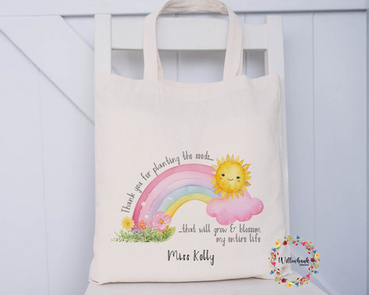 Thank you For Planting The Seeds Rainbow Tote Bag