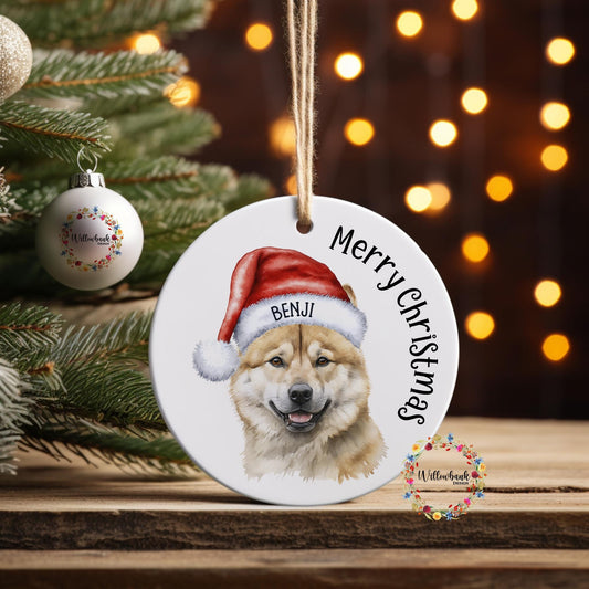 Personalised Akita Christmas Tree Decoration