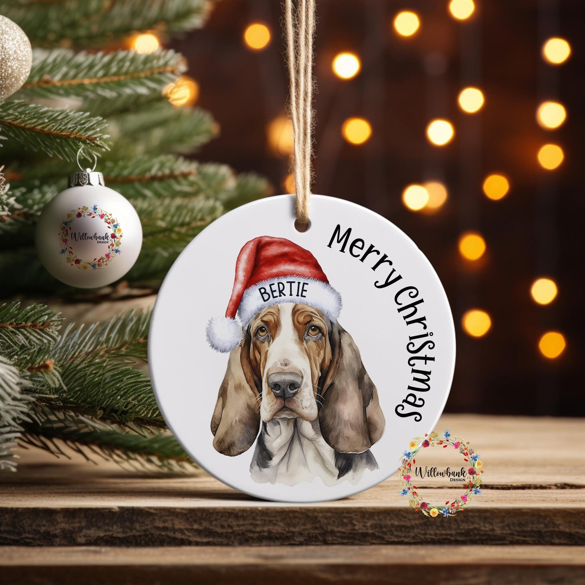 Personalised Basset Hound Christmas Tree Decoration
