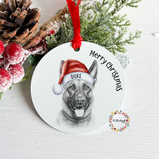 Personalised Belgian Malinois Christmas Tree Decoration