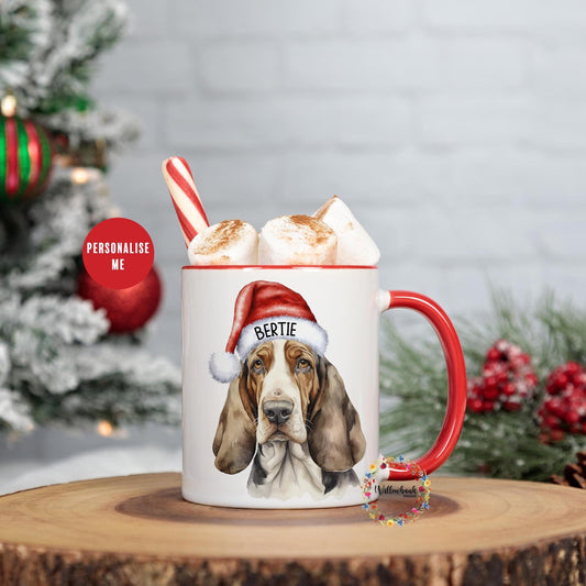 Personalised Basset Hound Christmas 11oz Mug