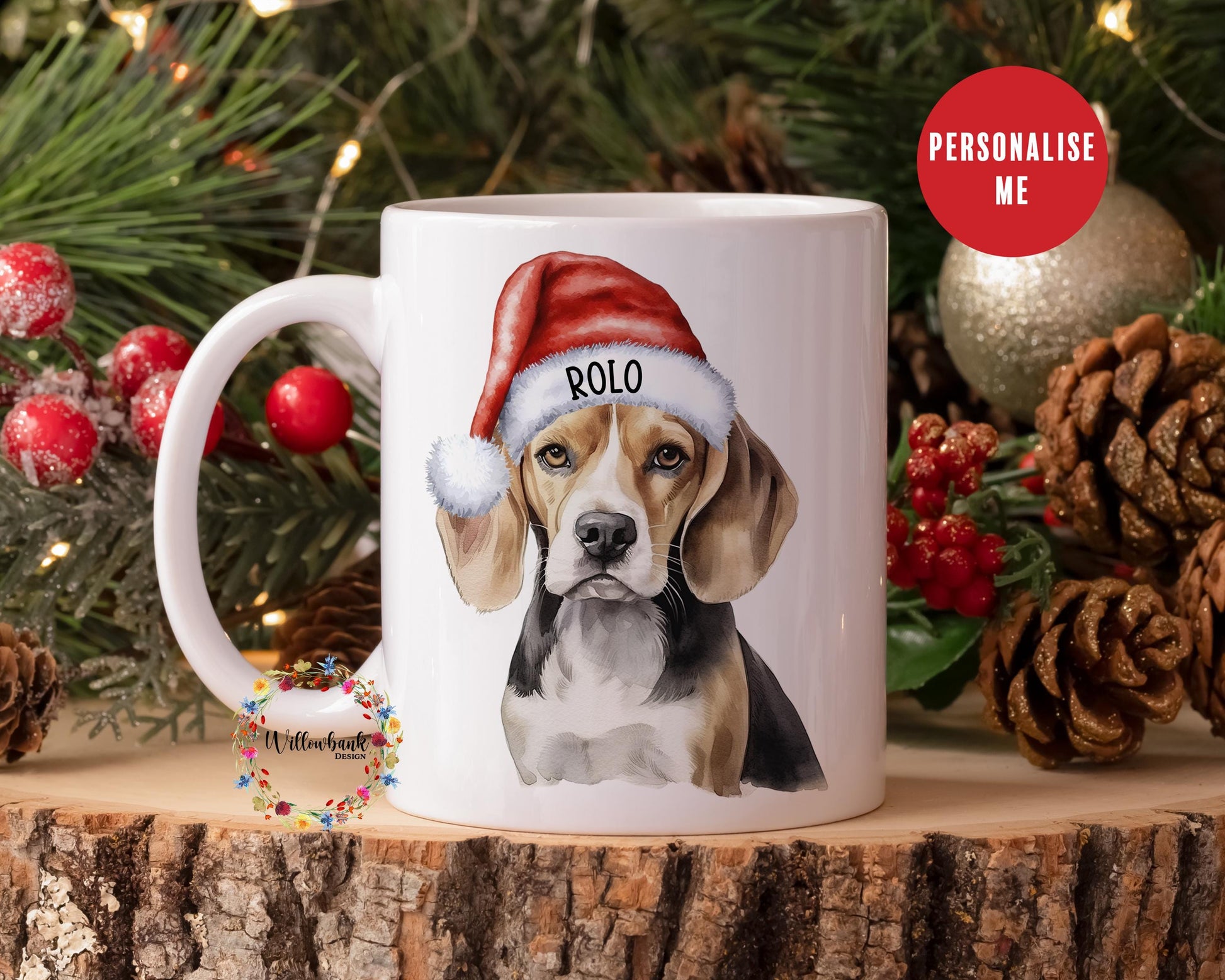 Personalised Beagle Christmas 11oz Mug