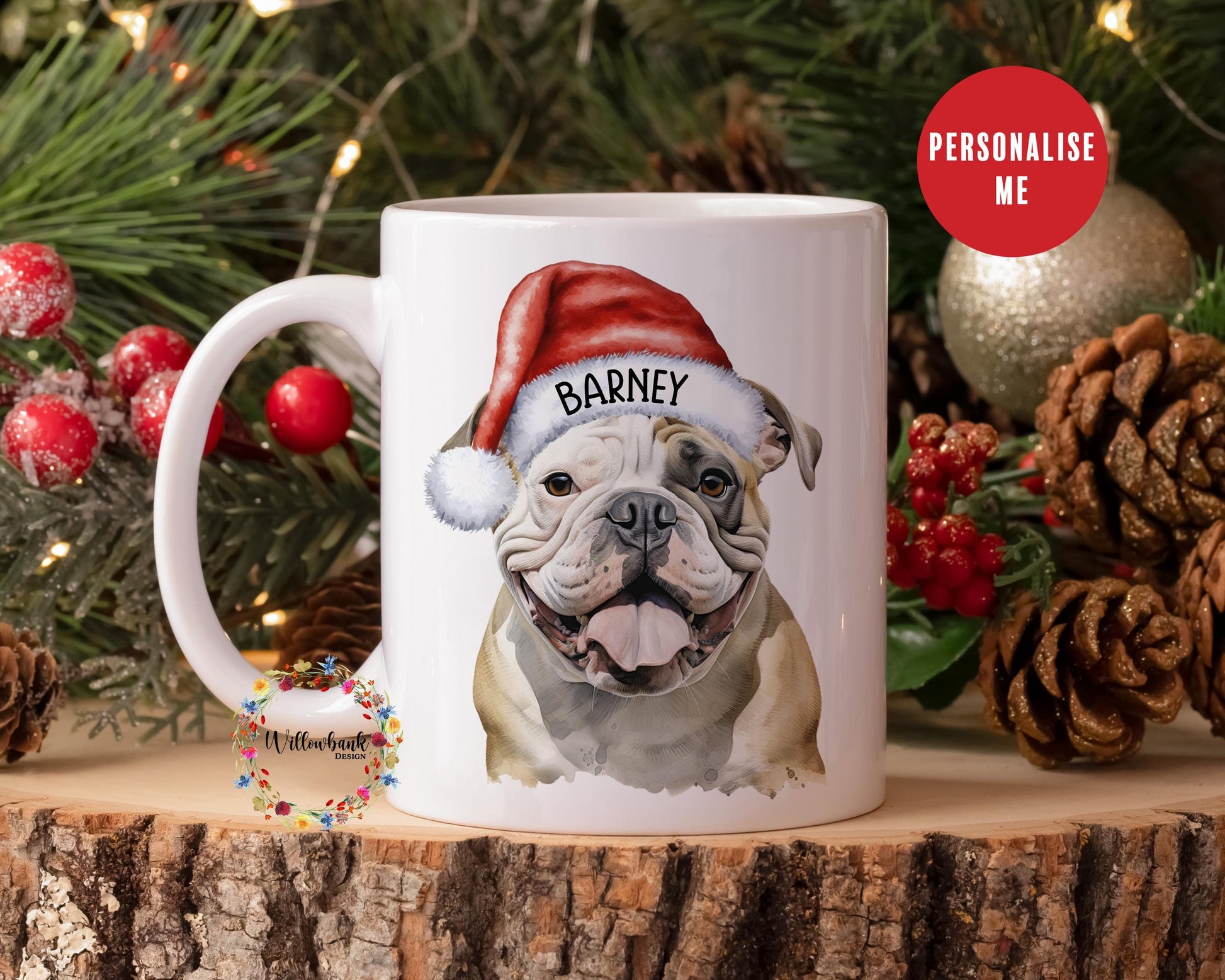 Personalised Bulldog Christmas 11oz Mug