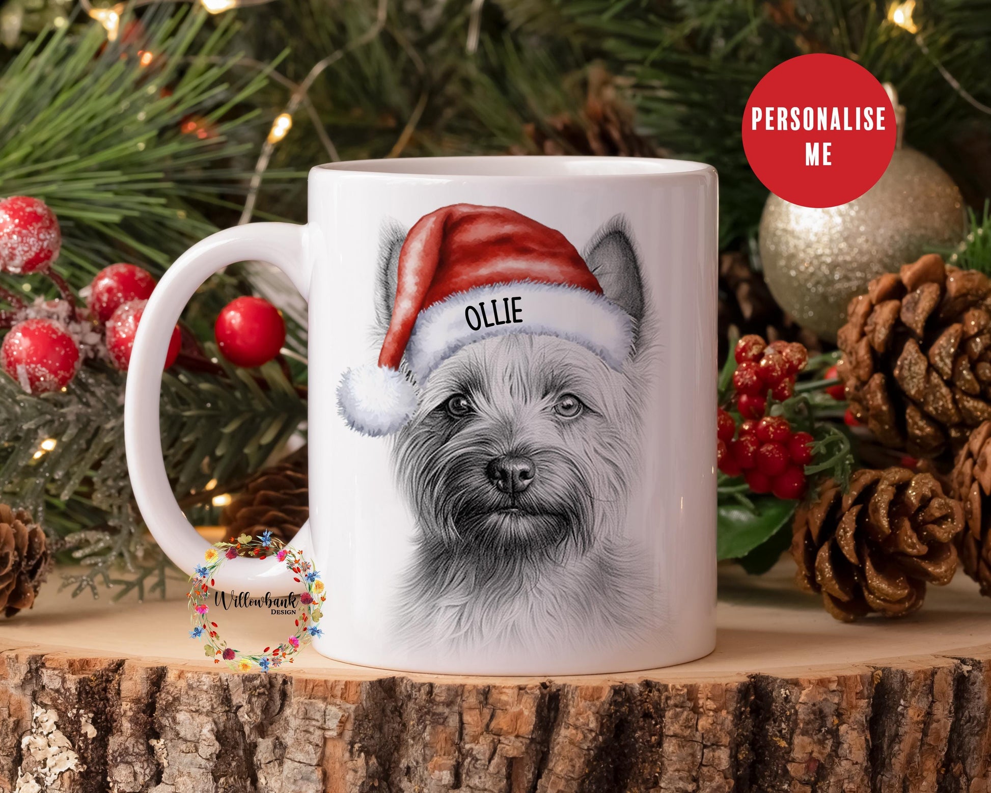 Personalised Cairn Terrier Christmas 11oz Mug