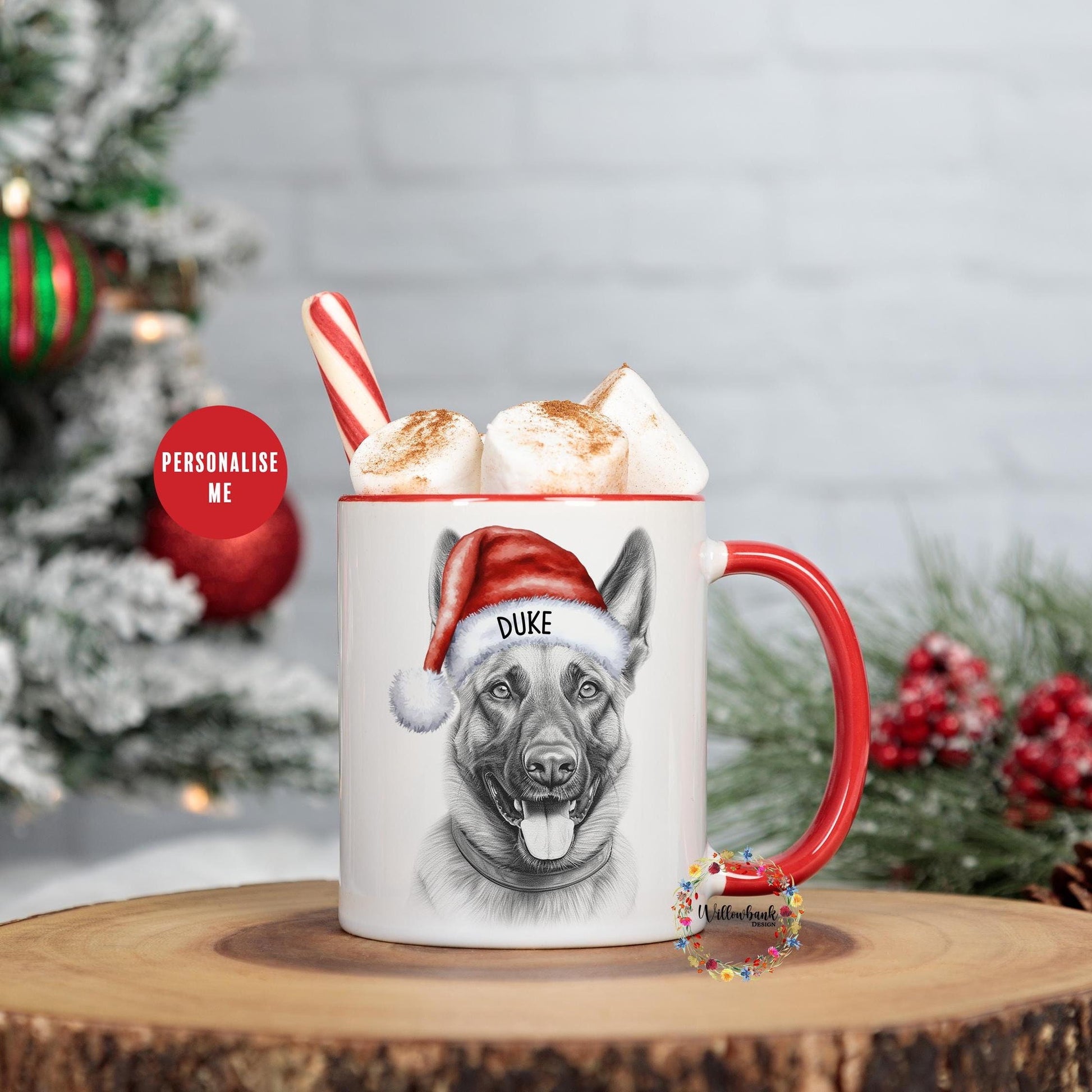 Personalised Belgian Malinois Christmas 11oz Mug