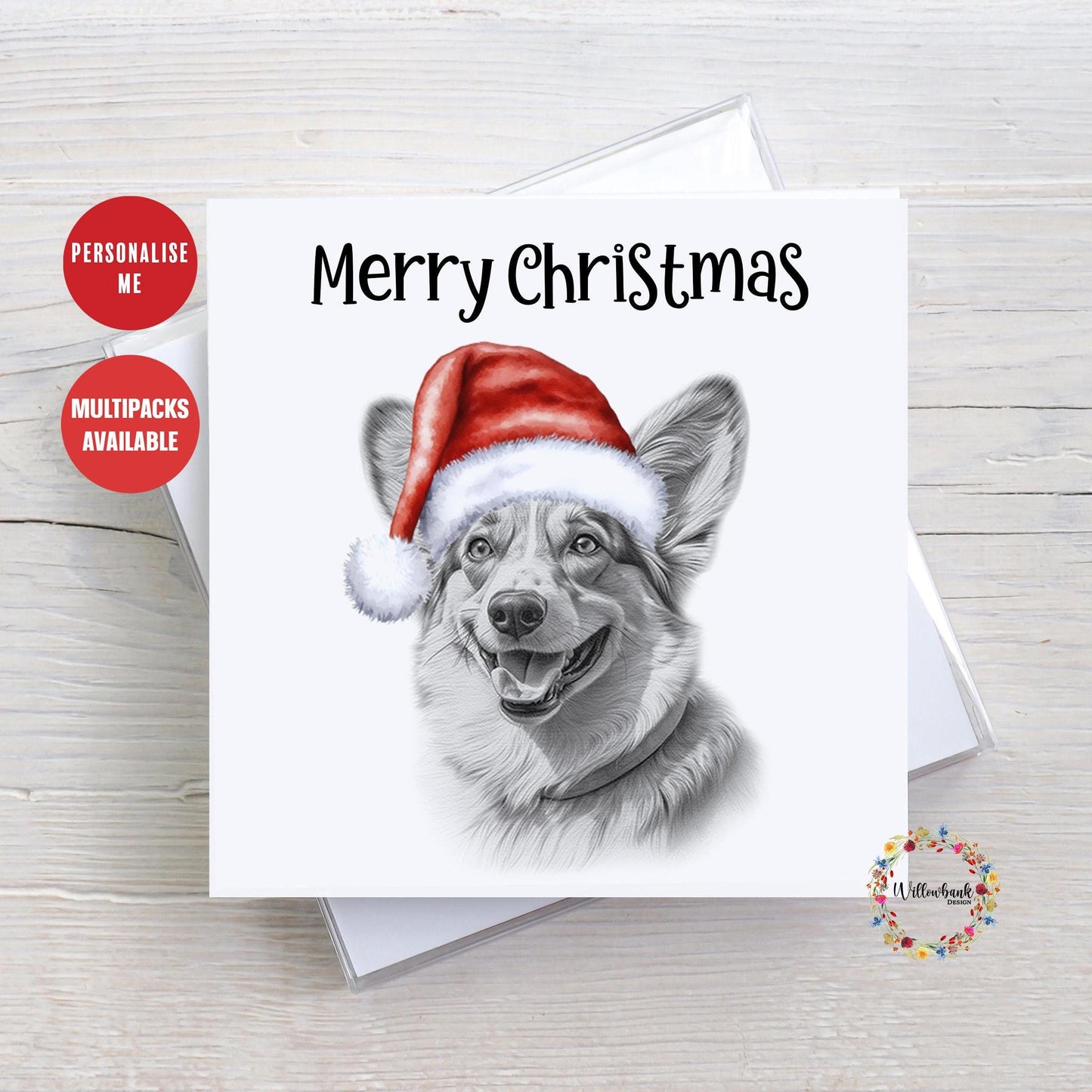 Personalised Corgi Christmas Card
