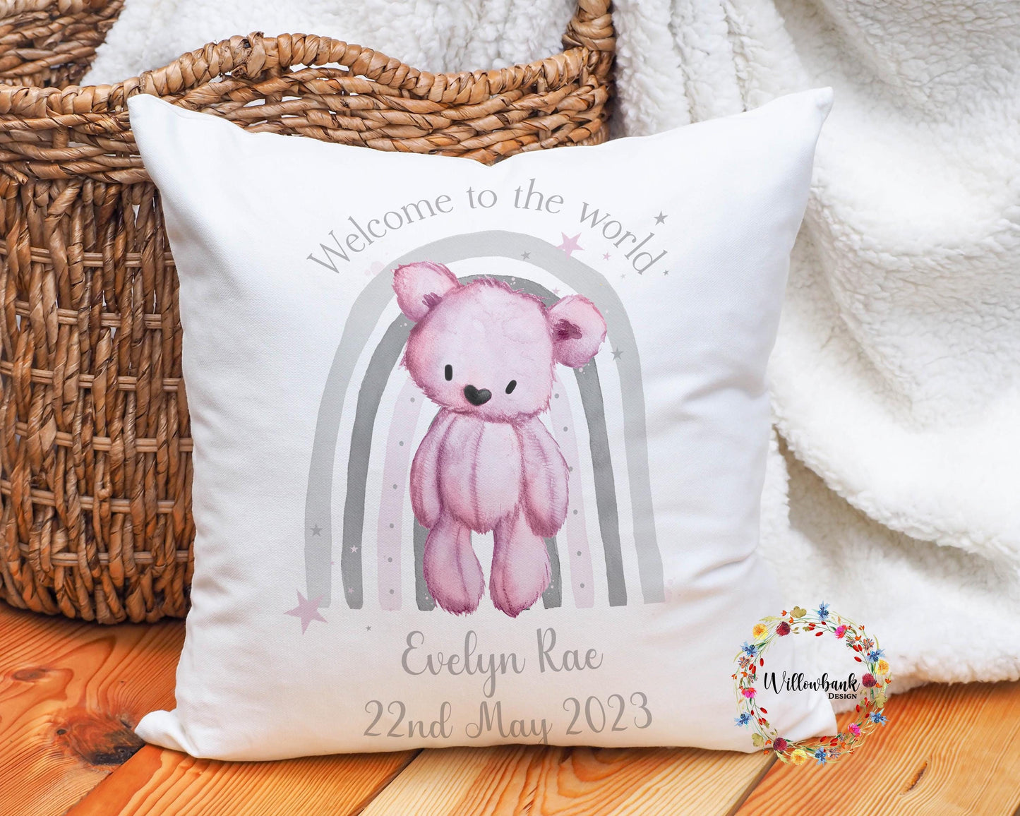 Welcome To The World New Baby Nursery Cushion