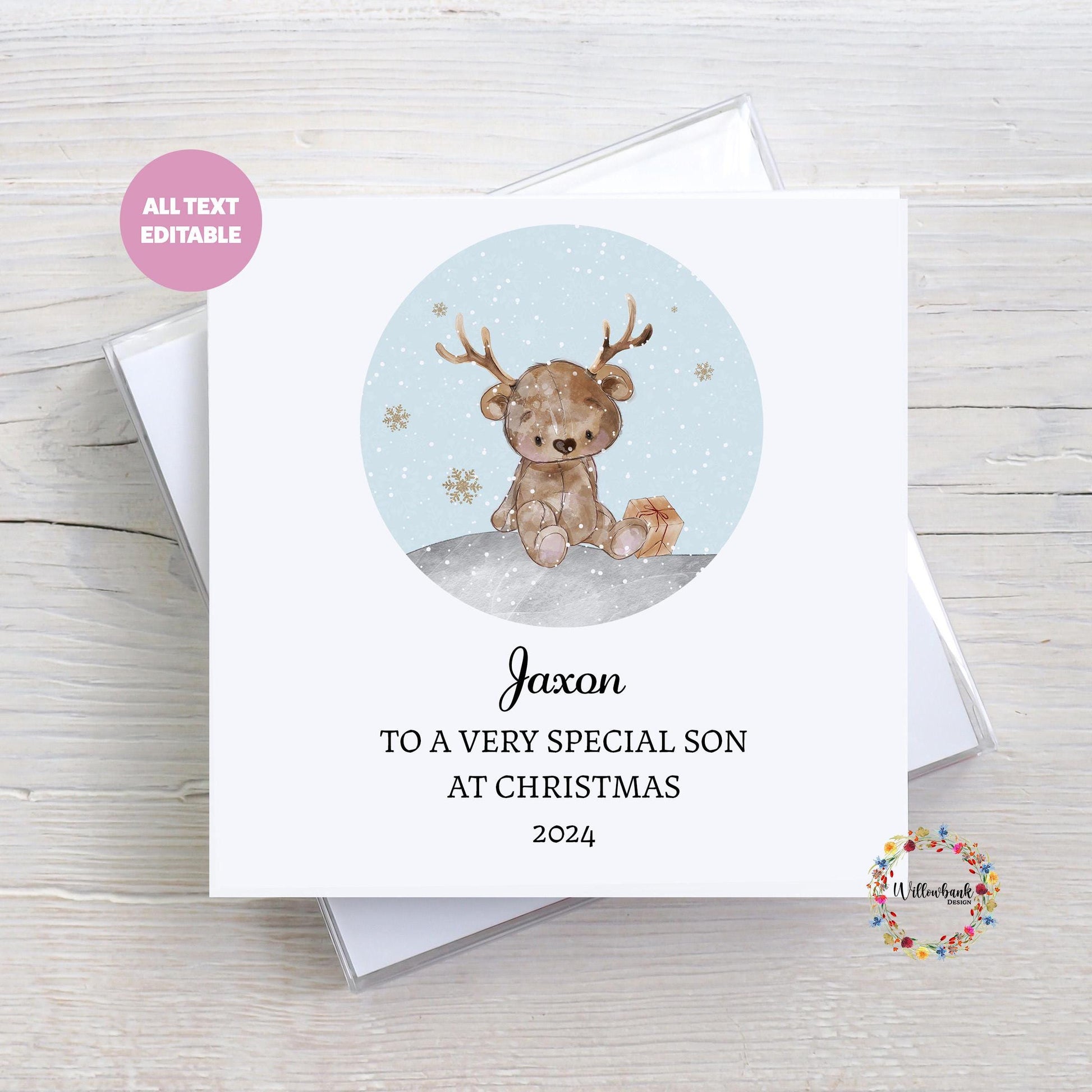 Reindeer Bear Christmas Card