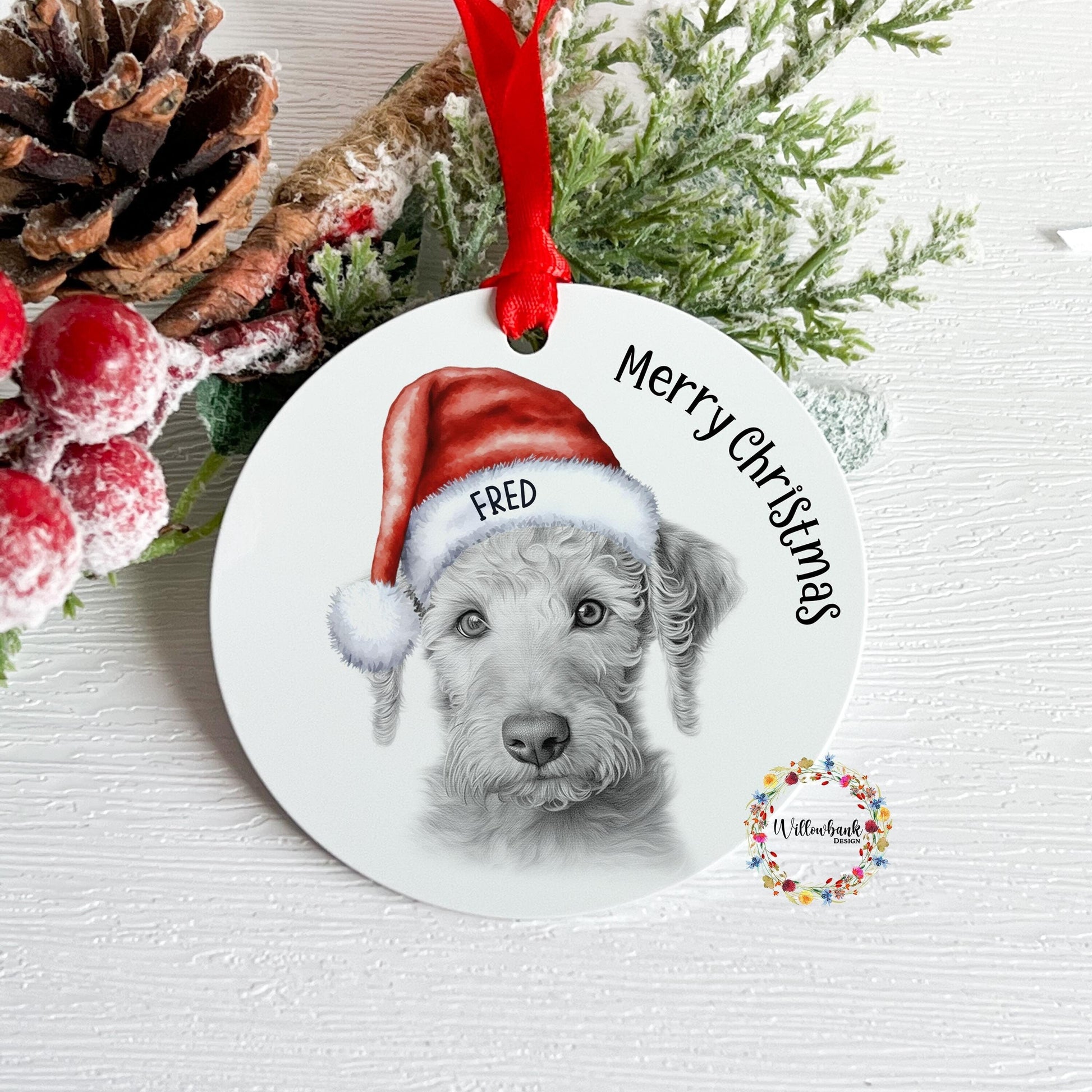 Personalised Bedlington Terrier Christmas Tree Decoration