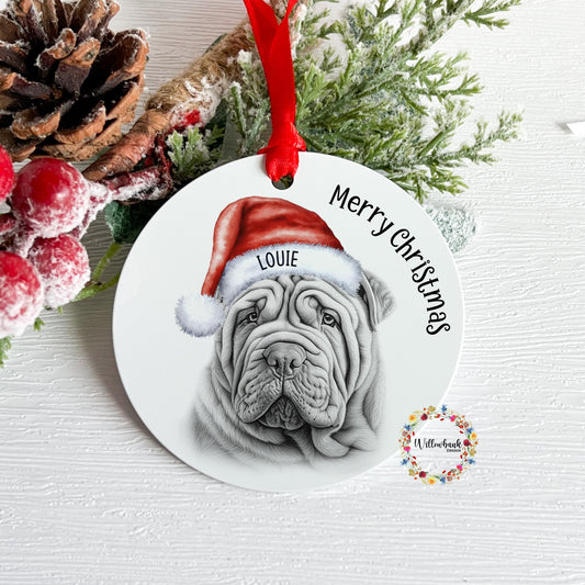 Personalised Shar Pei Christmas Tree Decoration