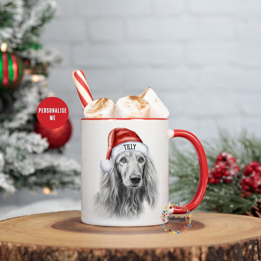 Personalised Sketchy Afghan Hound Christmas 11oz Mug