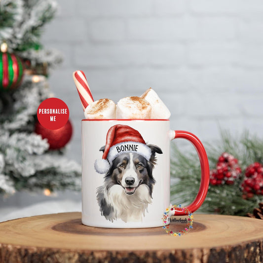 Personalised Border Collie Christmas 11oz Mug