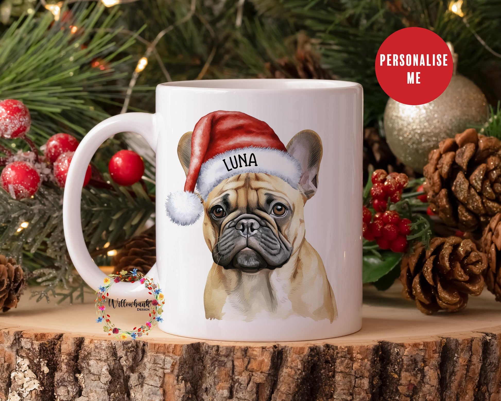 Personalised French Bulldog Christmas 11oz Mug