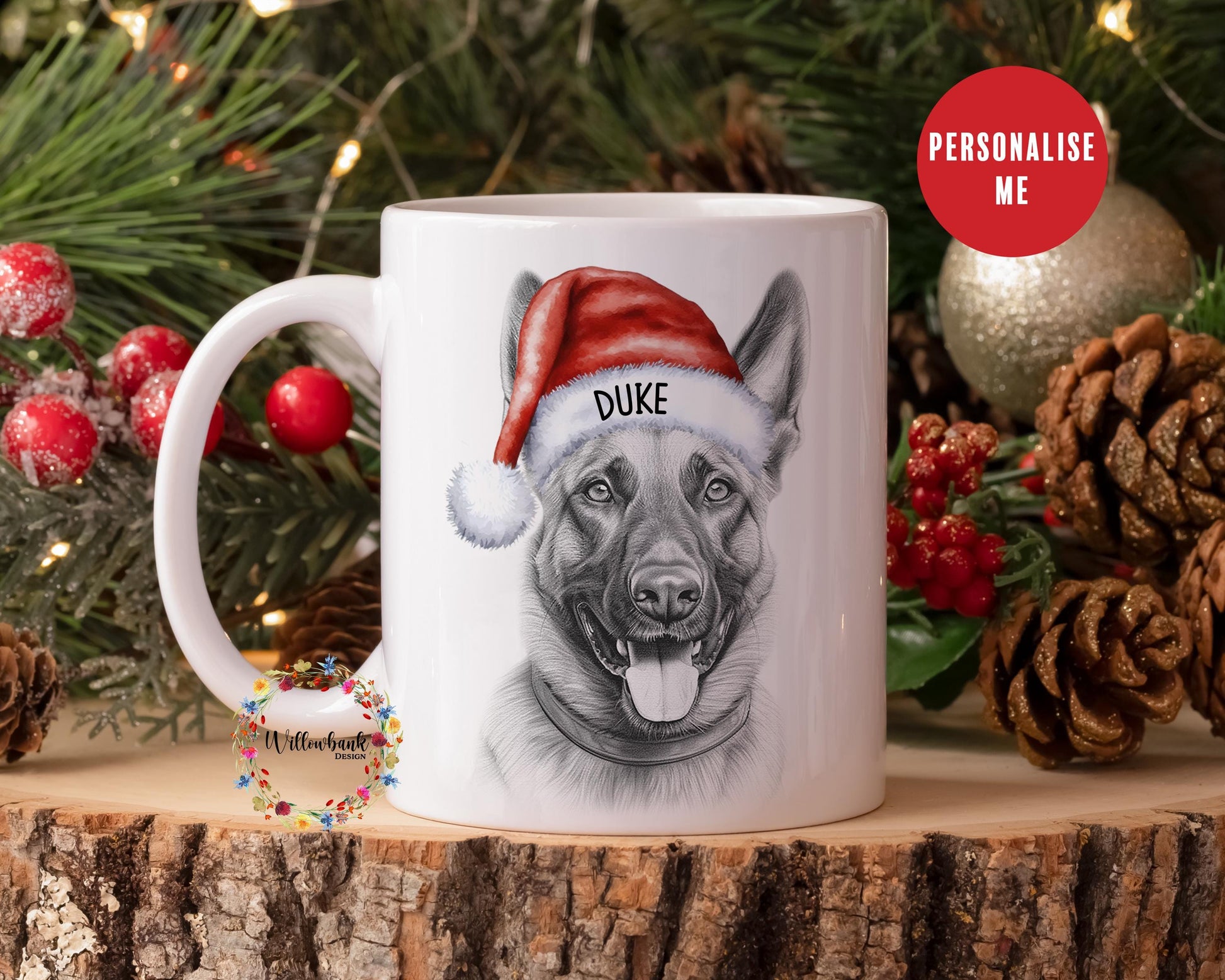 Personalised Belgian Malinois Christmas 11oz Mug