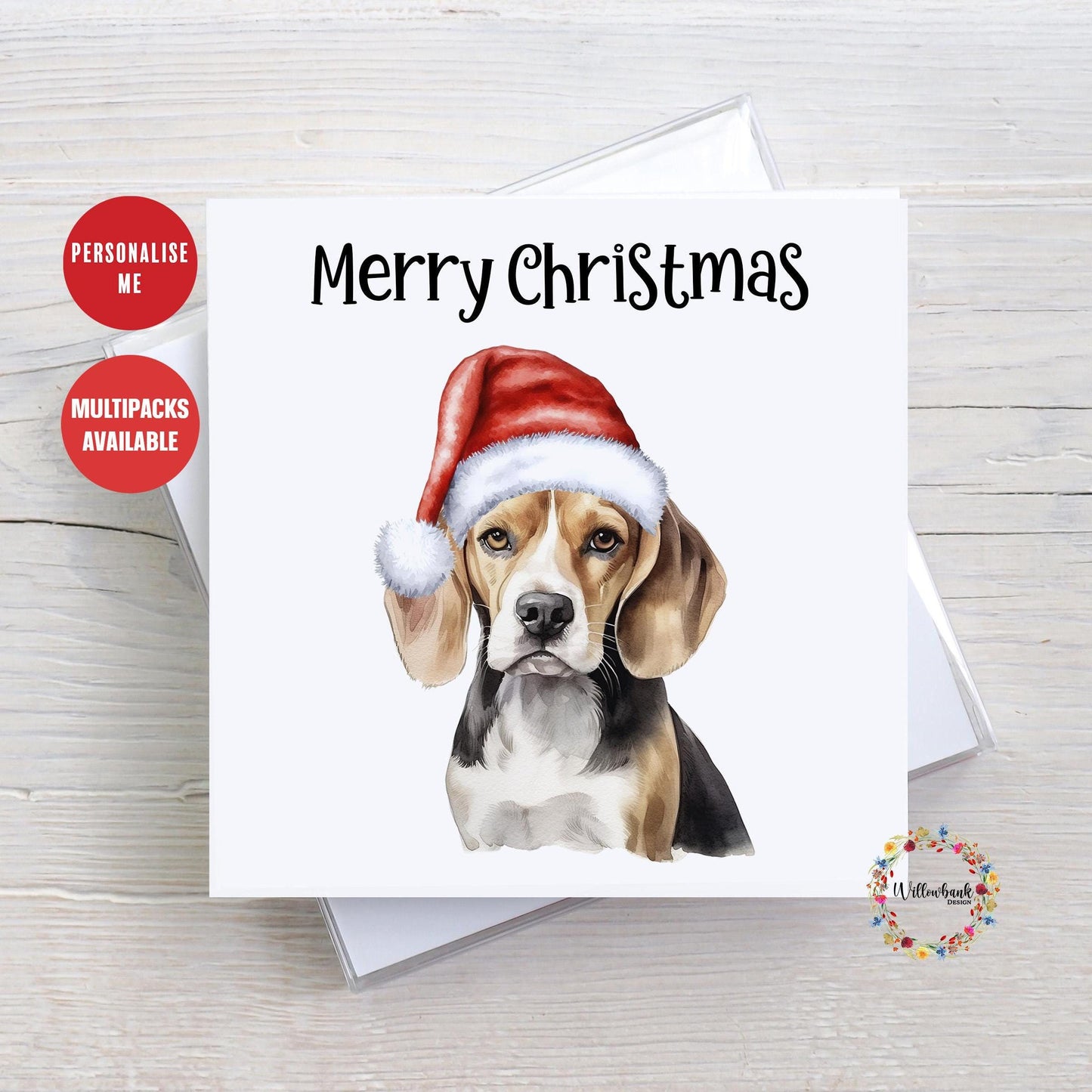 Multipack Personalised Beagle Christmas Card
