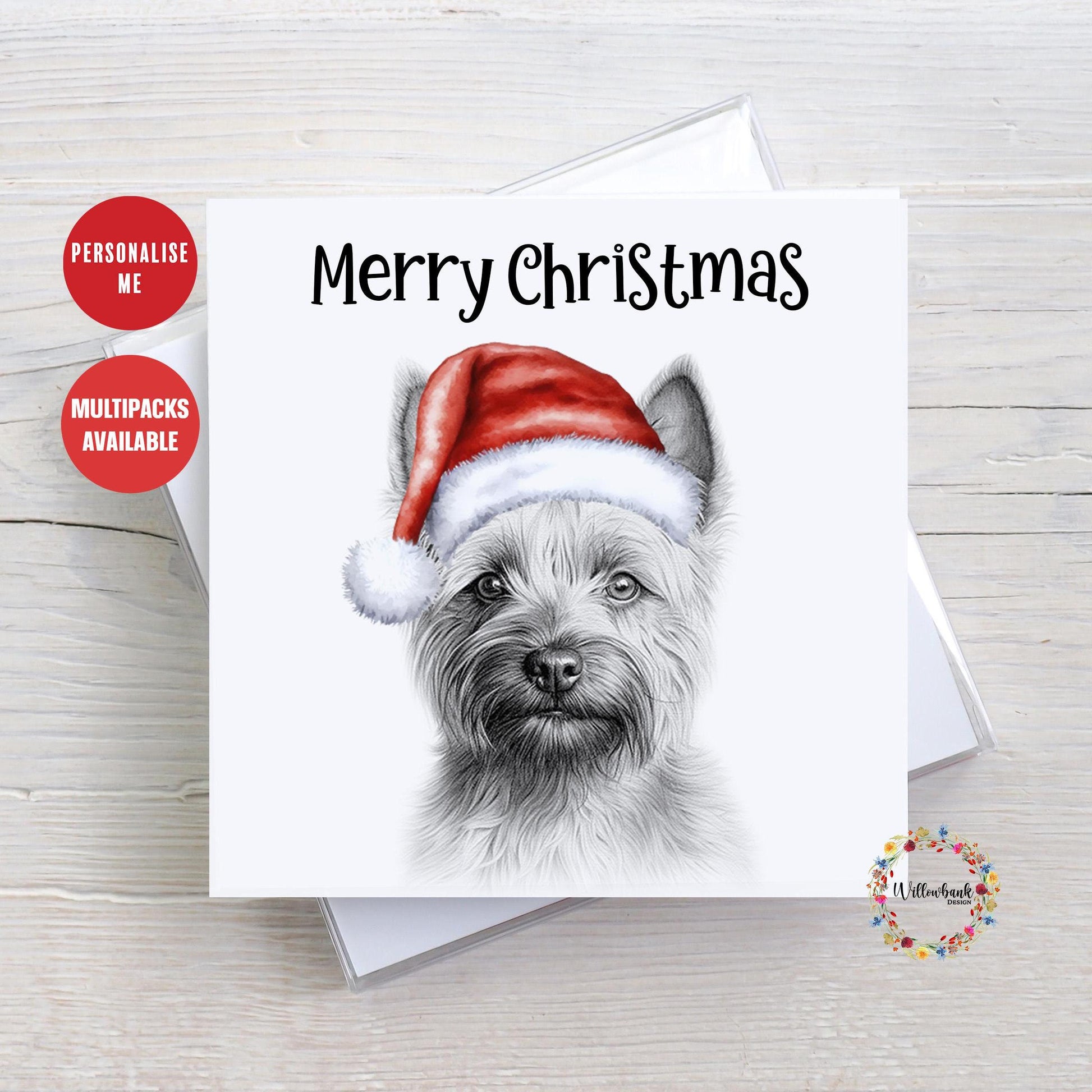 Multipack Personalised Cairn Terrier Christmas Card