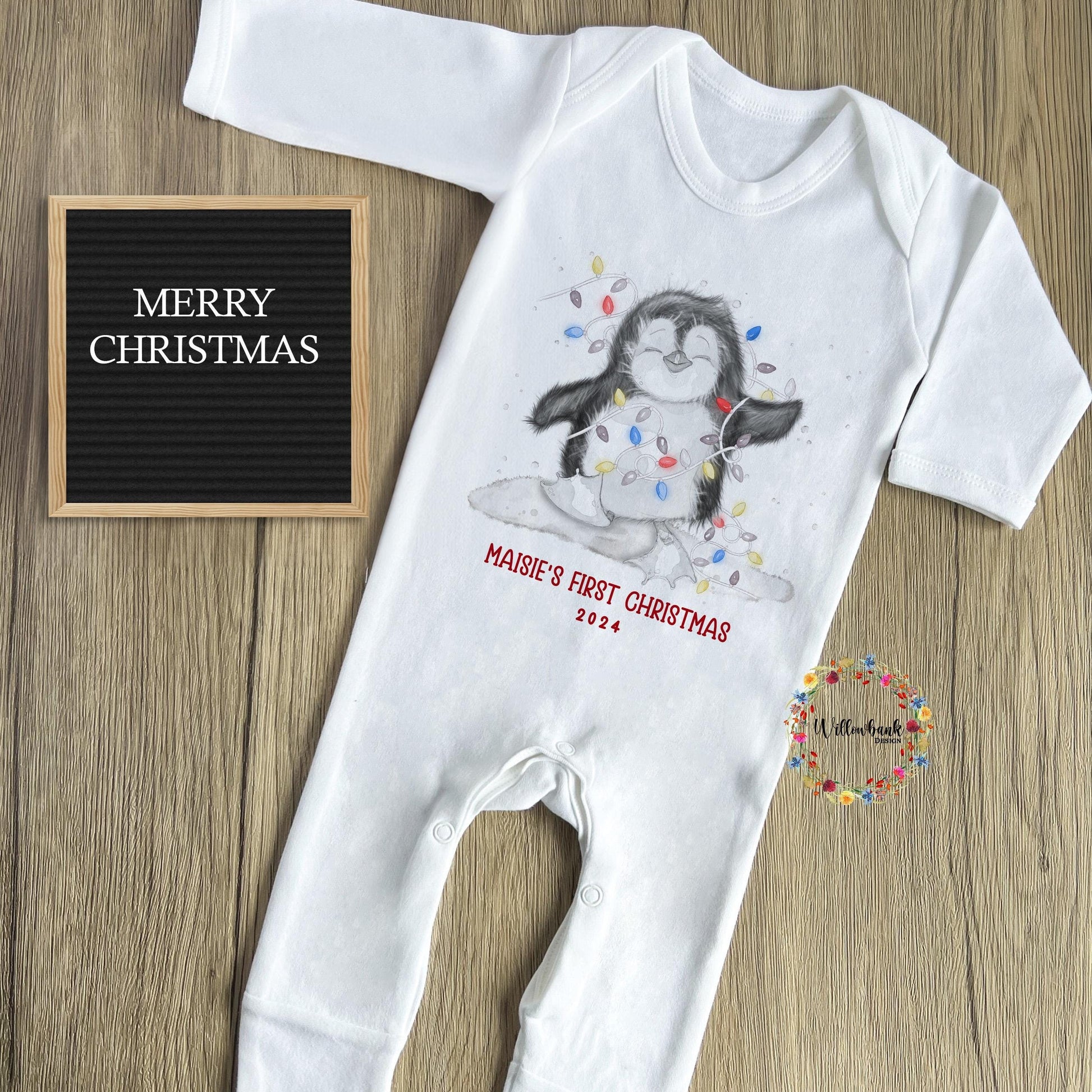 Baby's First Christmas Penguin Babygrow