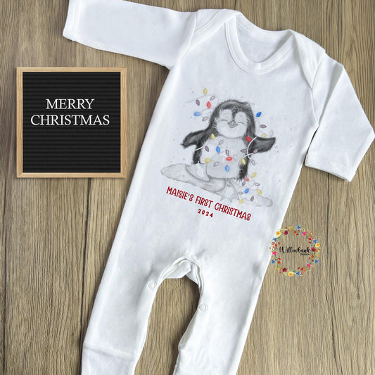 Baby's First Christmas Penguin Babygrow