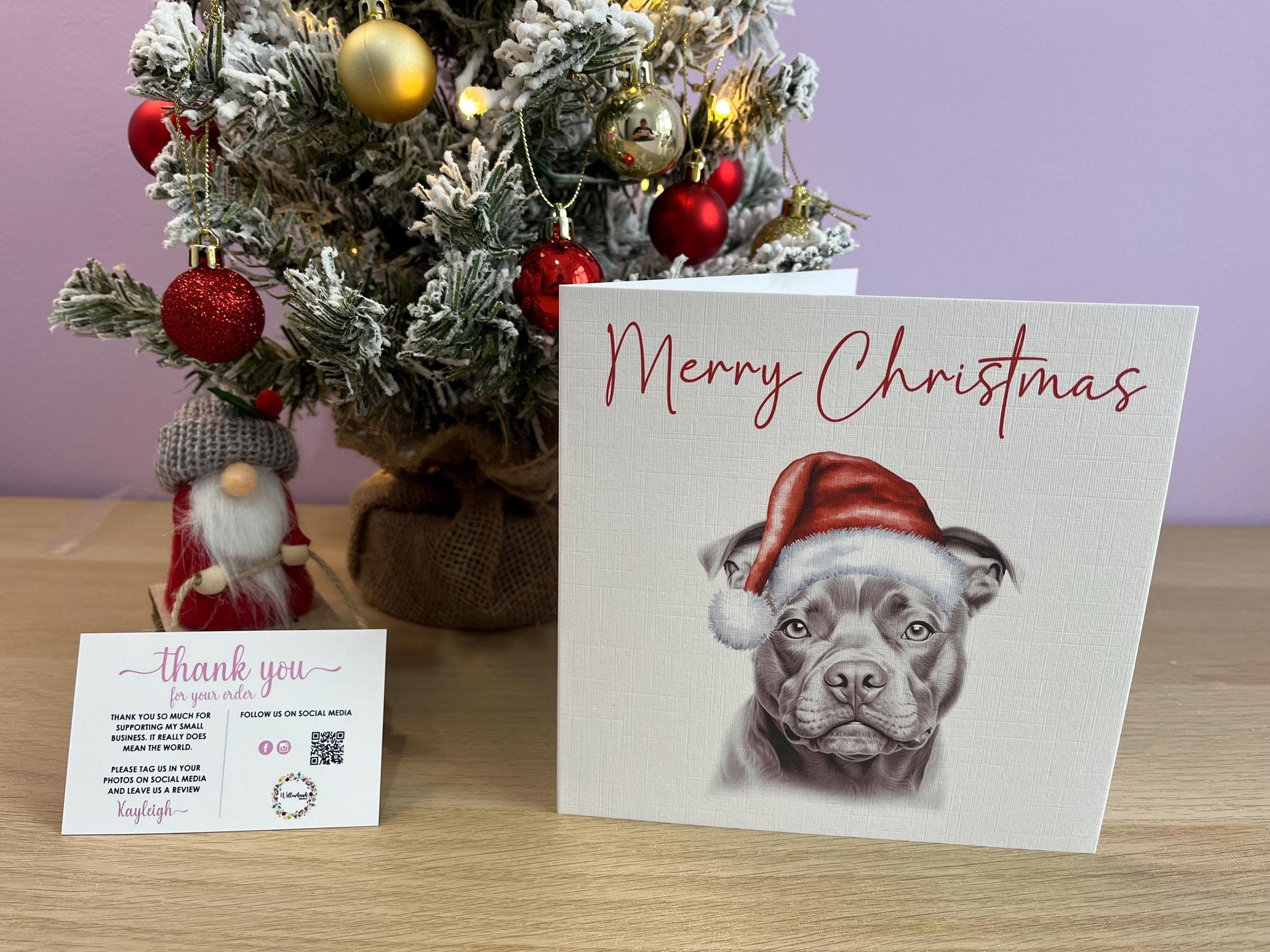 Personalised Bedlington Terrier Christmas Card