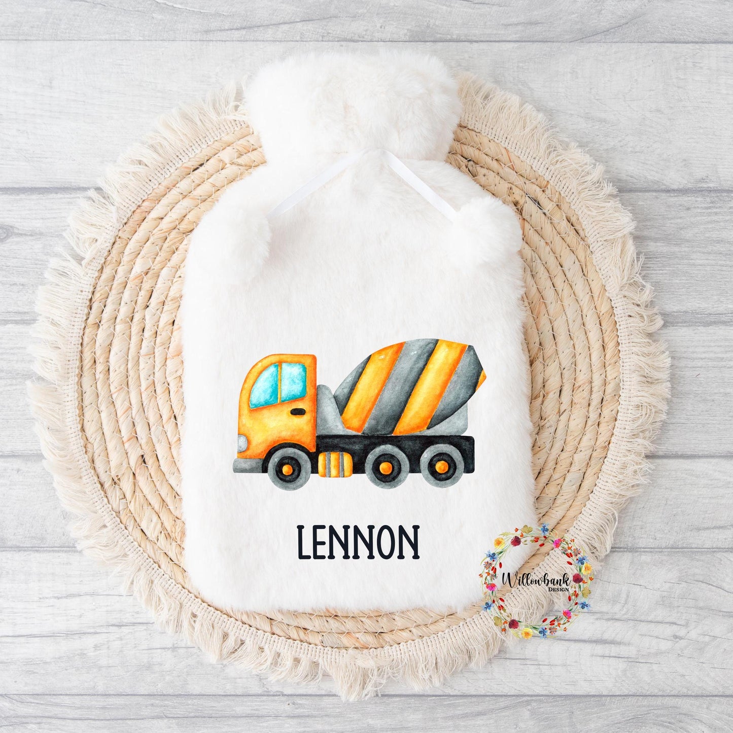 Personalised Construction Vehicle Hot Water Bottle