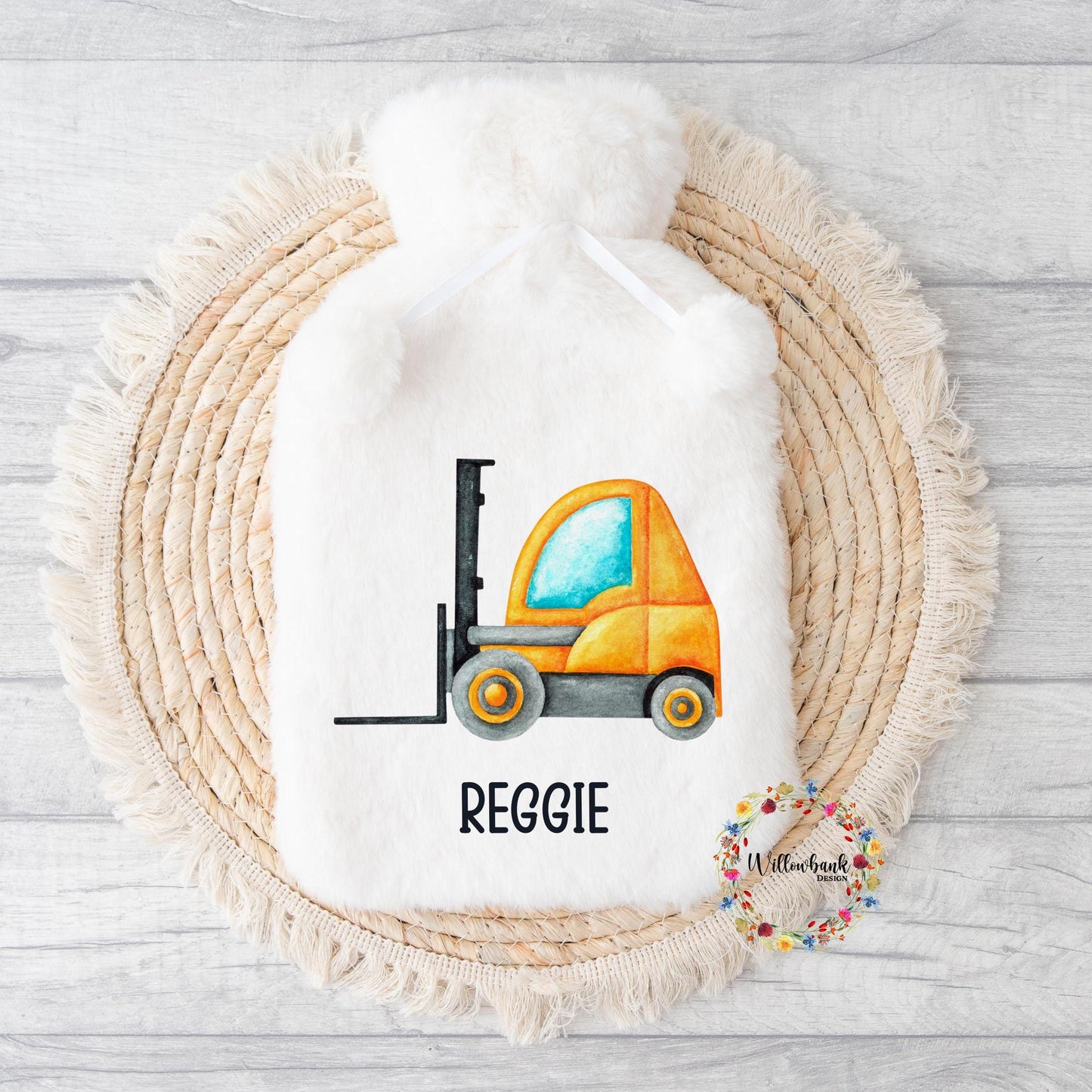 Personalised Construction Vehicle Hot Water Bottle