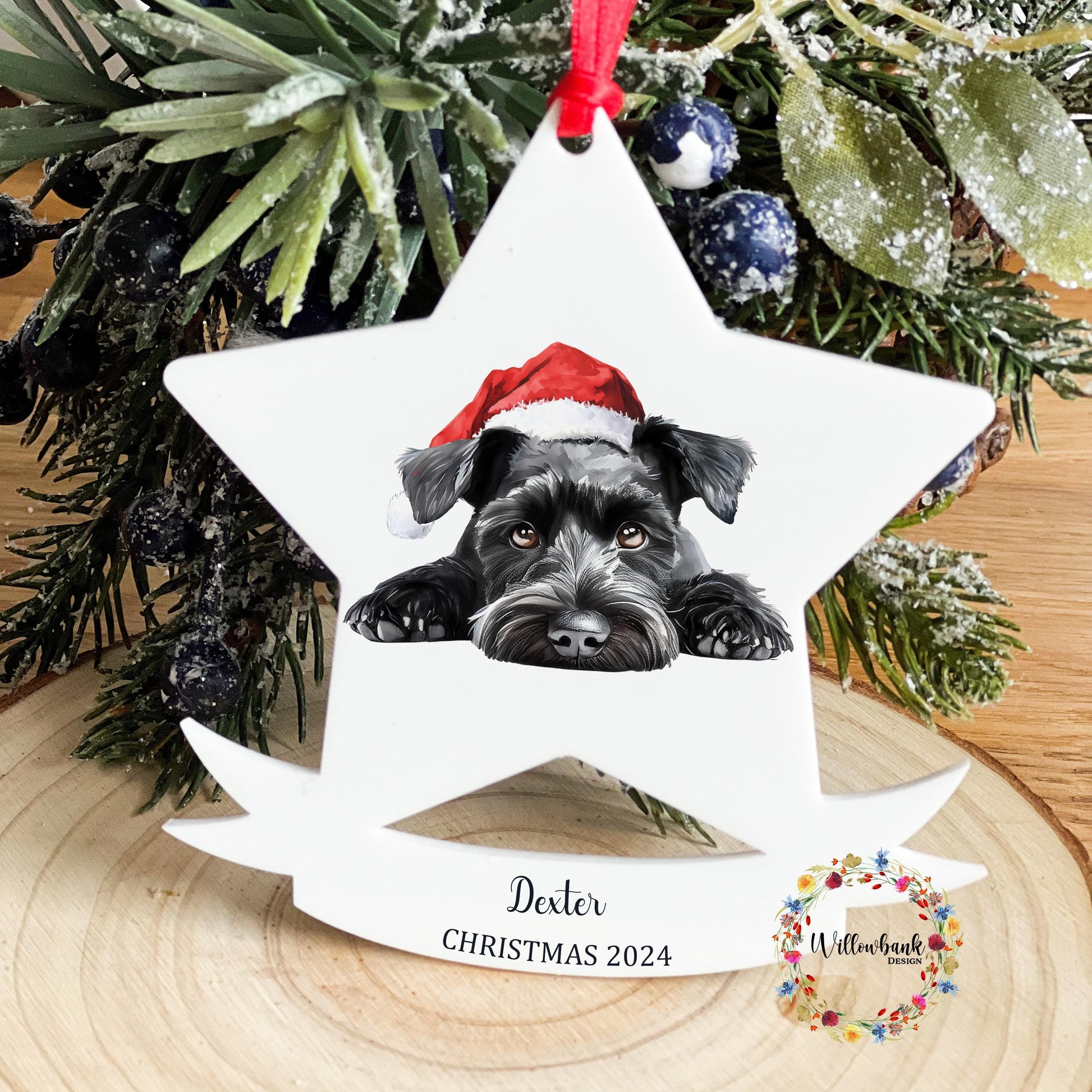 Miniature Schnauzer Christmas Tree Star Decoration