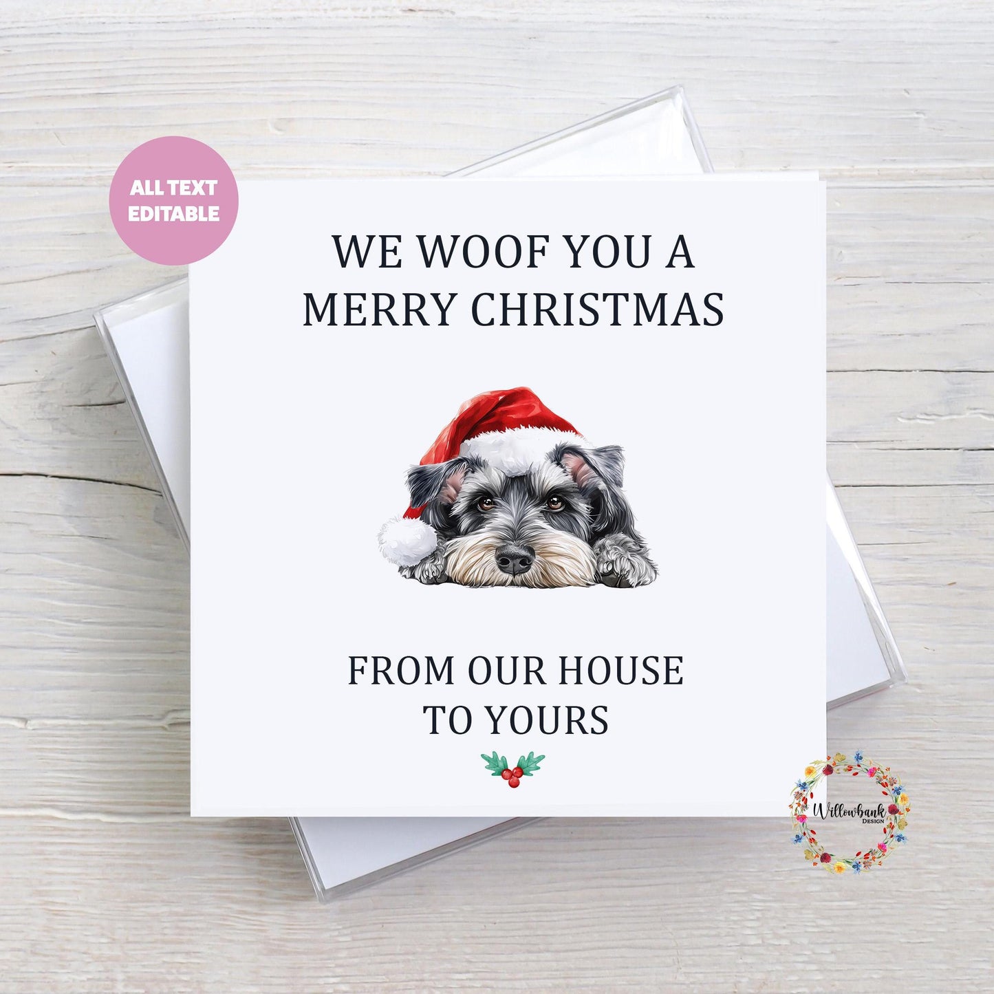 Personalised Miniature Schnauzer Christmas Card