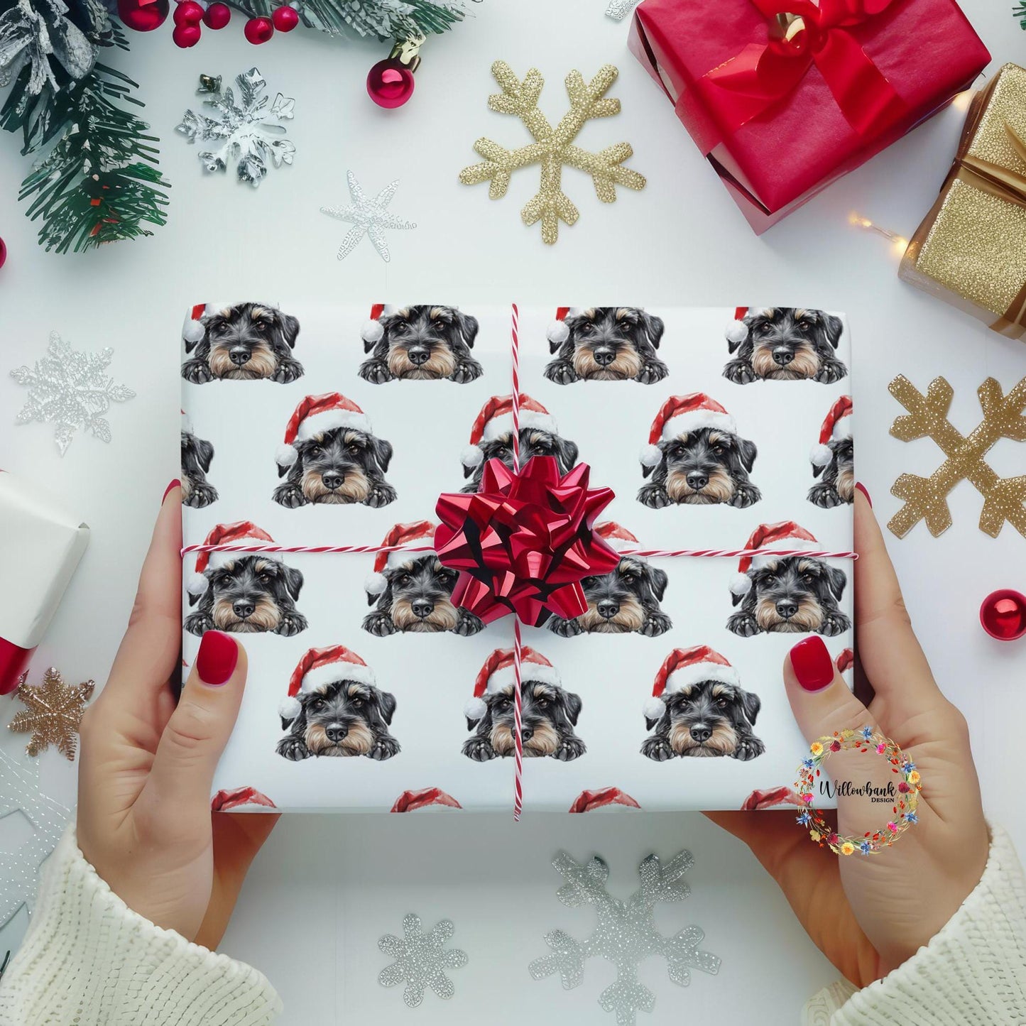 Miniature Schnauzer Christmas Wrapping Paper l Gift Wrap l Dog Xmas Paper