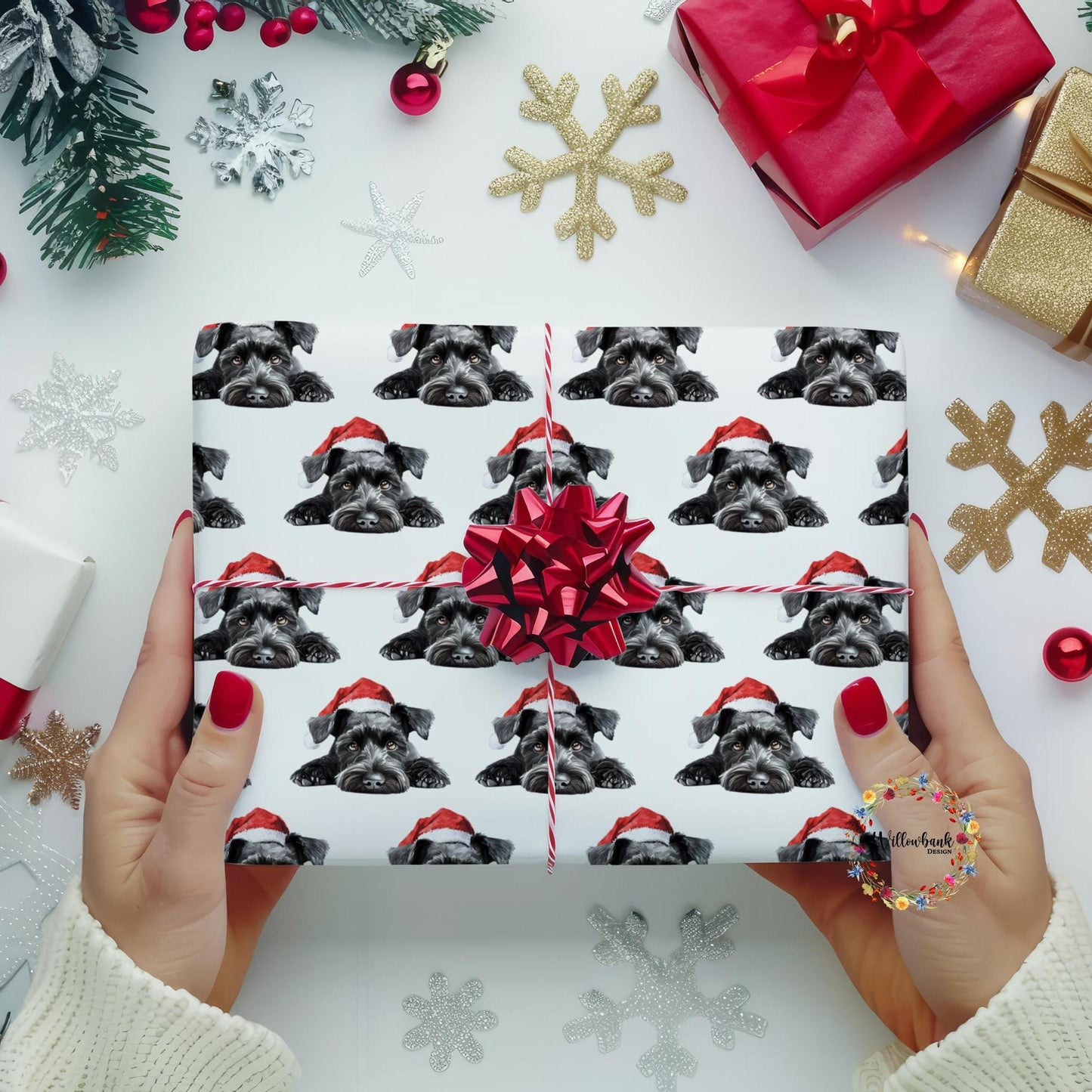 Miniature Schnauzer Christmas Wrapping Paper l Gift Wrap l Dog Xmas Paper