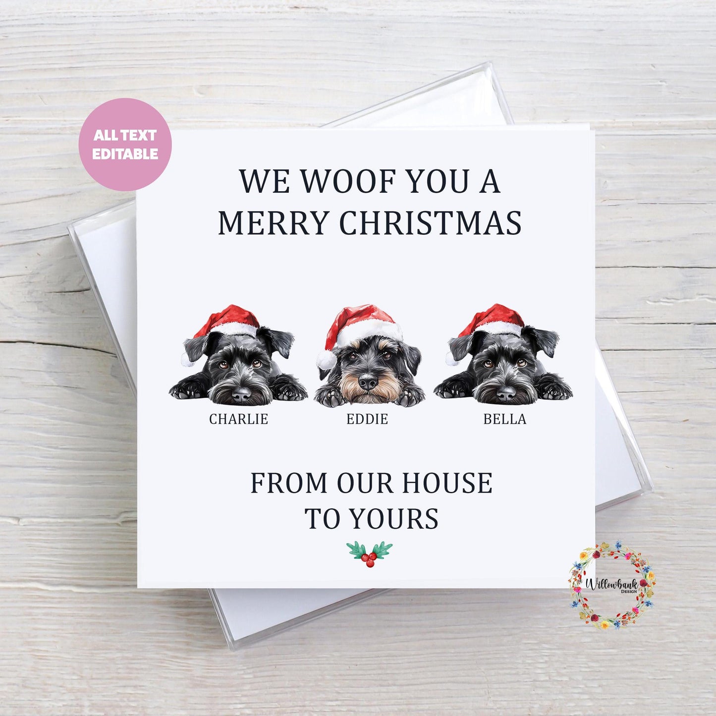 Multipack Personalised Miniature Schnauzer Christmas Card
