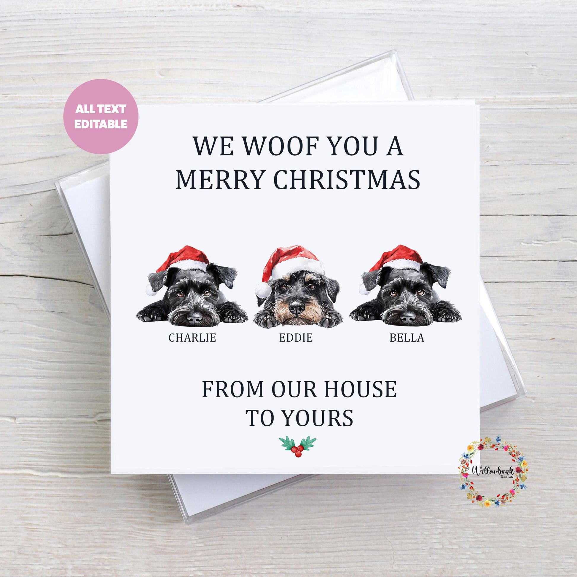 Multipack Personalised Miniature Schnauzer Christmas Card