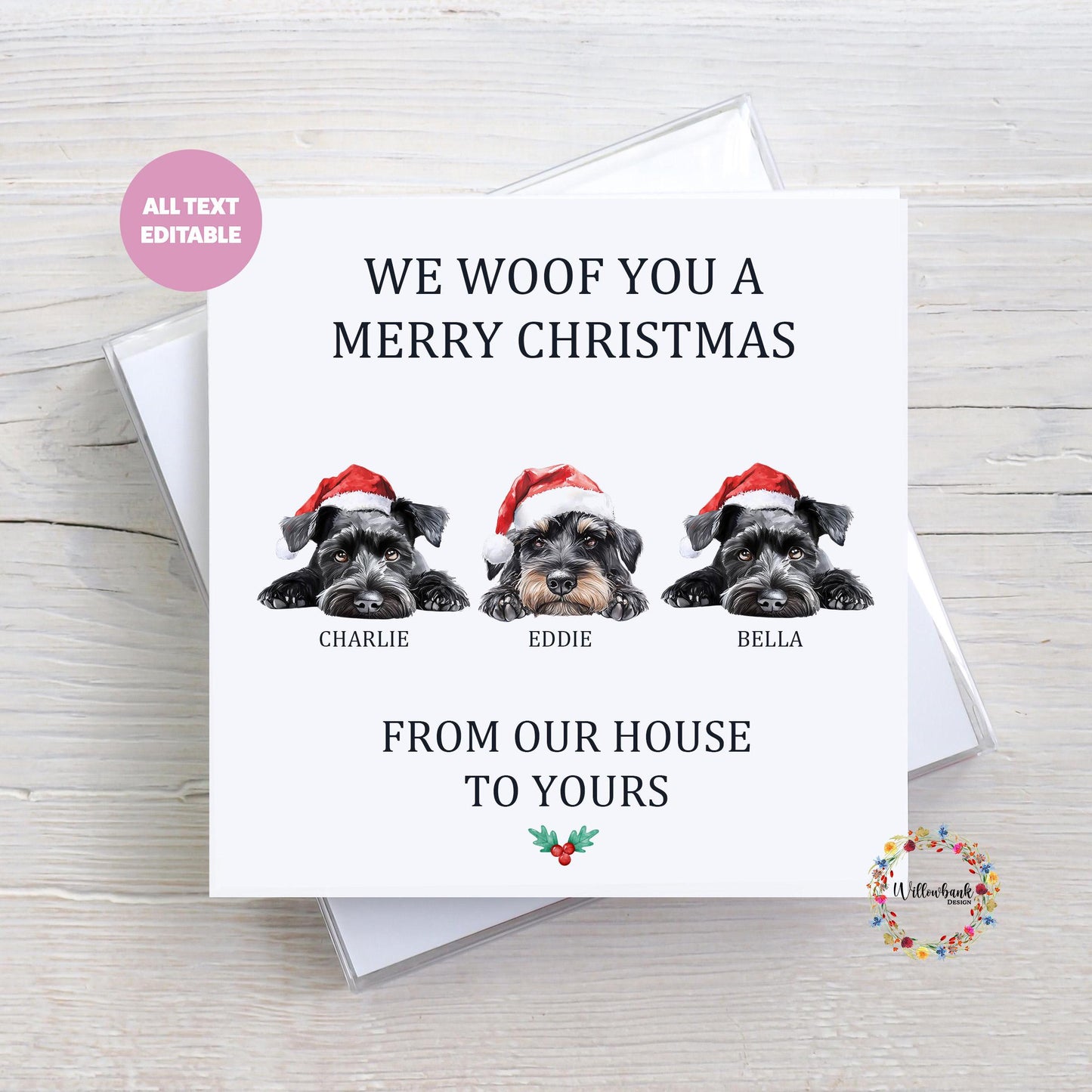 Personalised Miniature Schnauzer Christmas Card