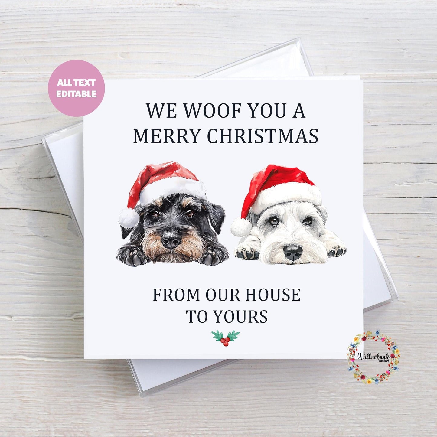 Personalised Miniature Schnauzer Christmas Card