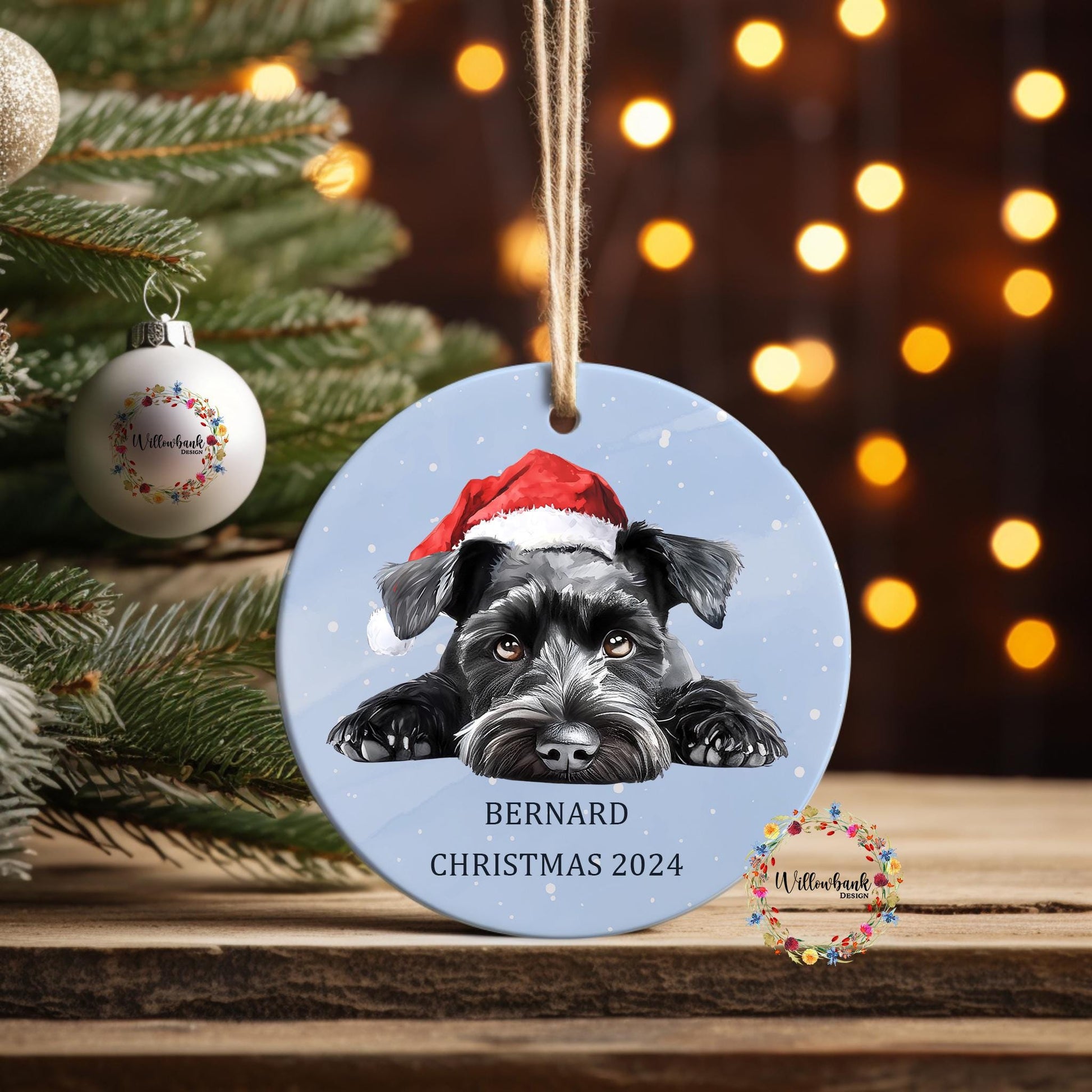 Personalised Miniature Schnauzer Christmas Tree Decoration l Dog Lover l Santa Dogs