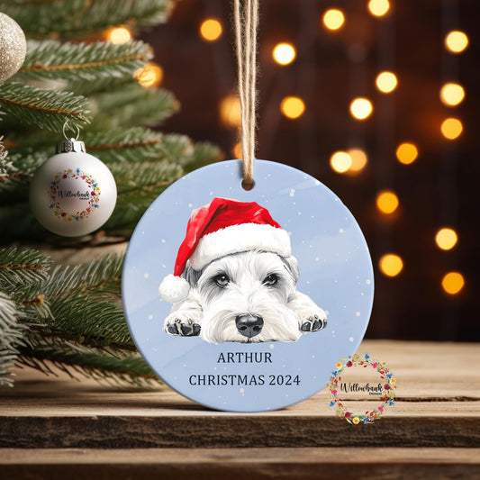Personalised Miniature Schnauzer Christmas Tree Decoration l Dog Lover l Santa Dogs