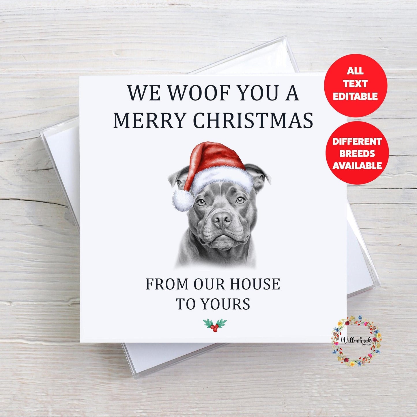 Multipack Personalised Staffy Christmas Card