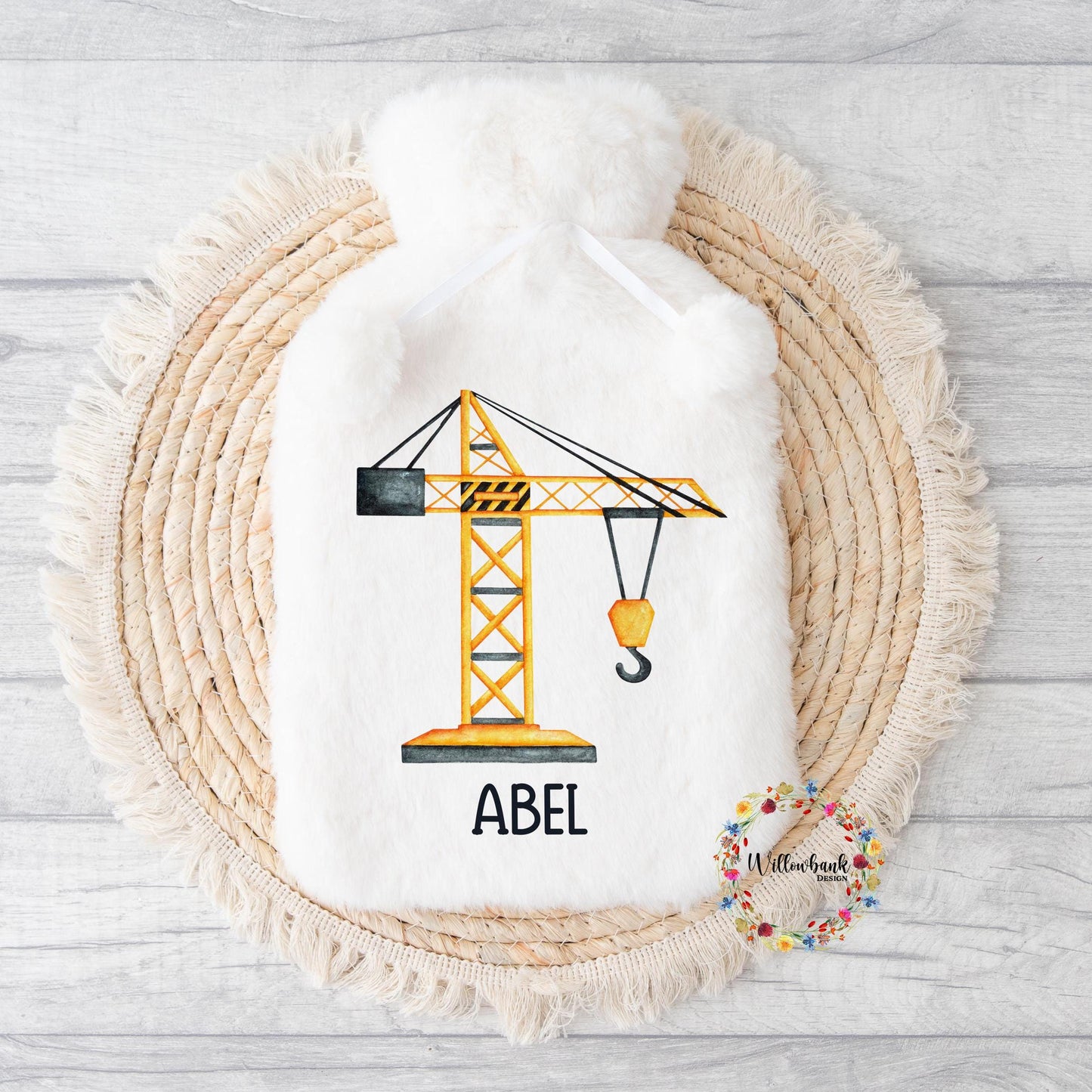 Personalised Construction Vehicle Hot Water Bottle