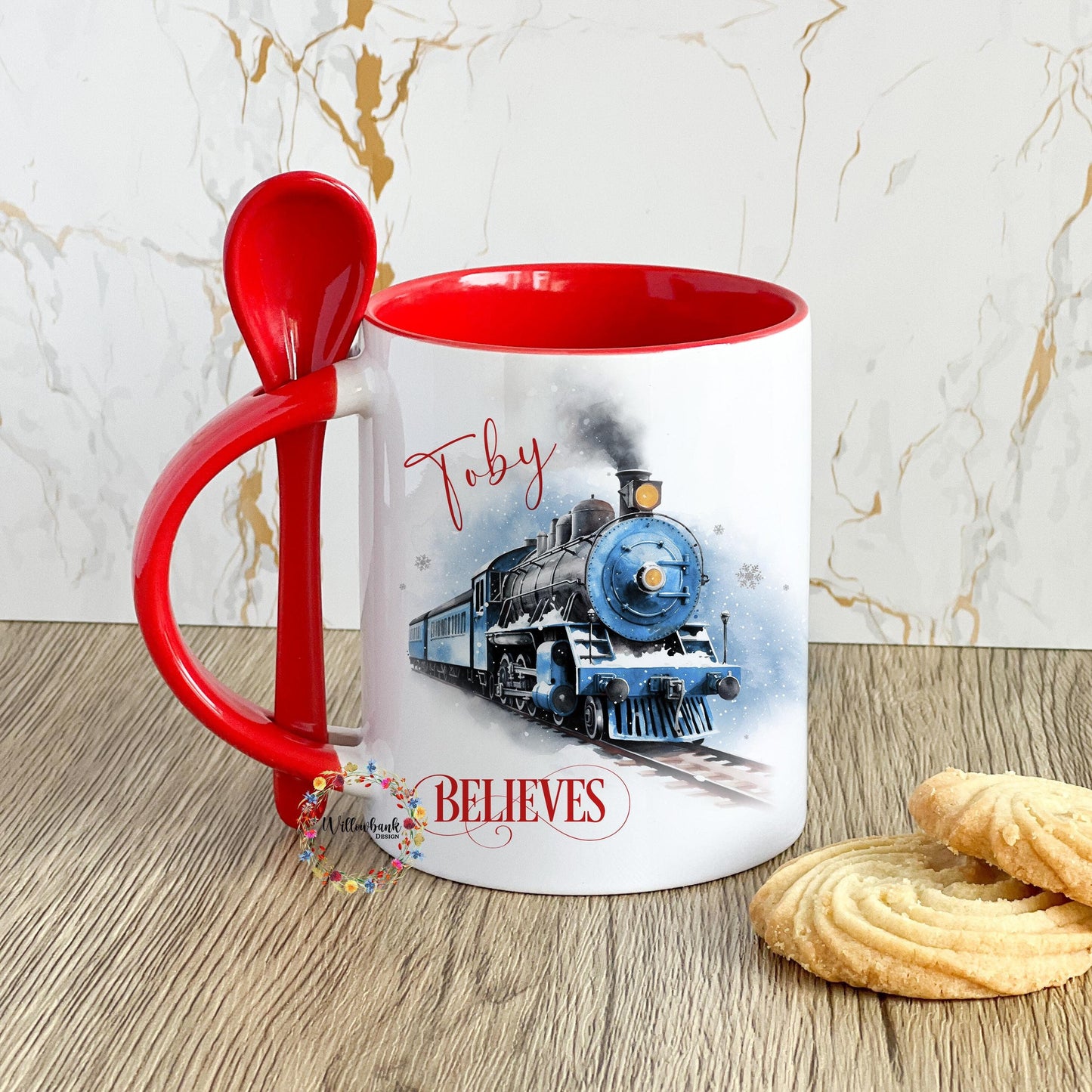 Personalised Christmas Express Mug & Spoon | Stocking Filler | Polar Train Express | The North Pole l Hot Chocolate Mug l Christmas Eve