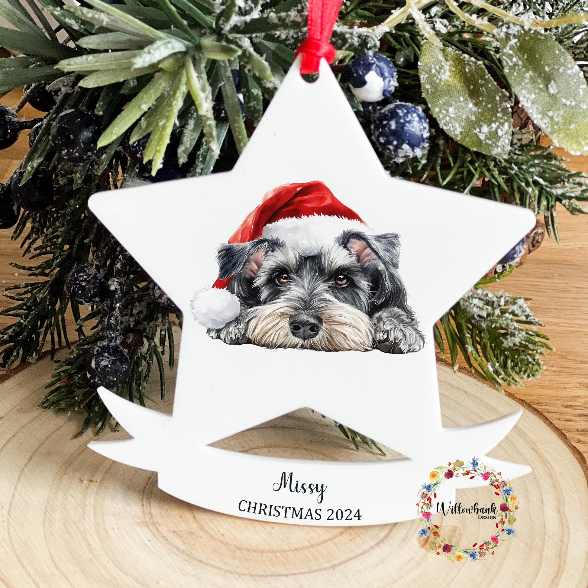 Miniature Schnauzer Christmas Tree Star Decoration