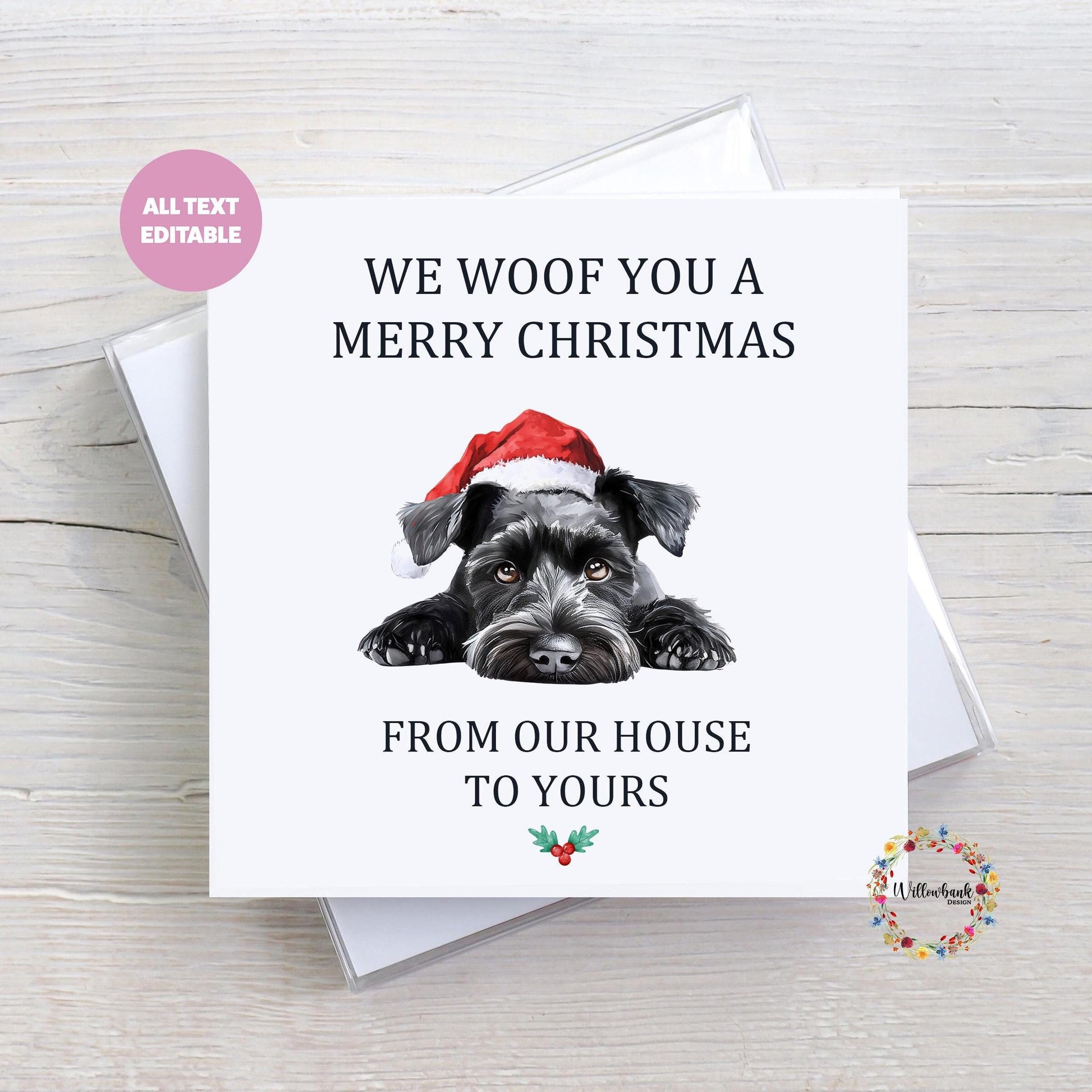 Personalised Miniature Schnauzer Christmas Card