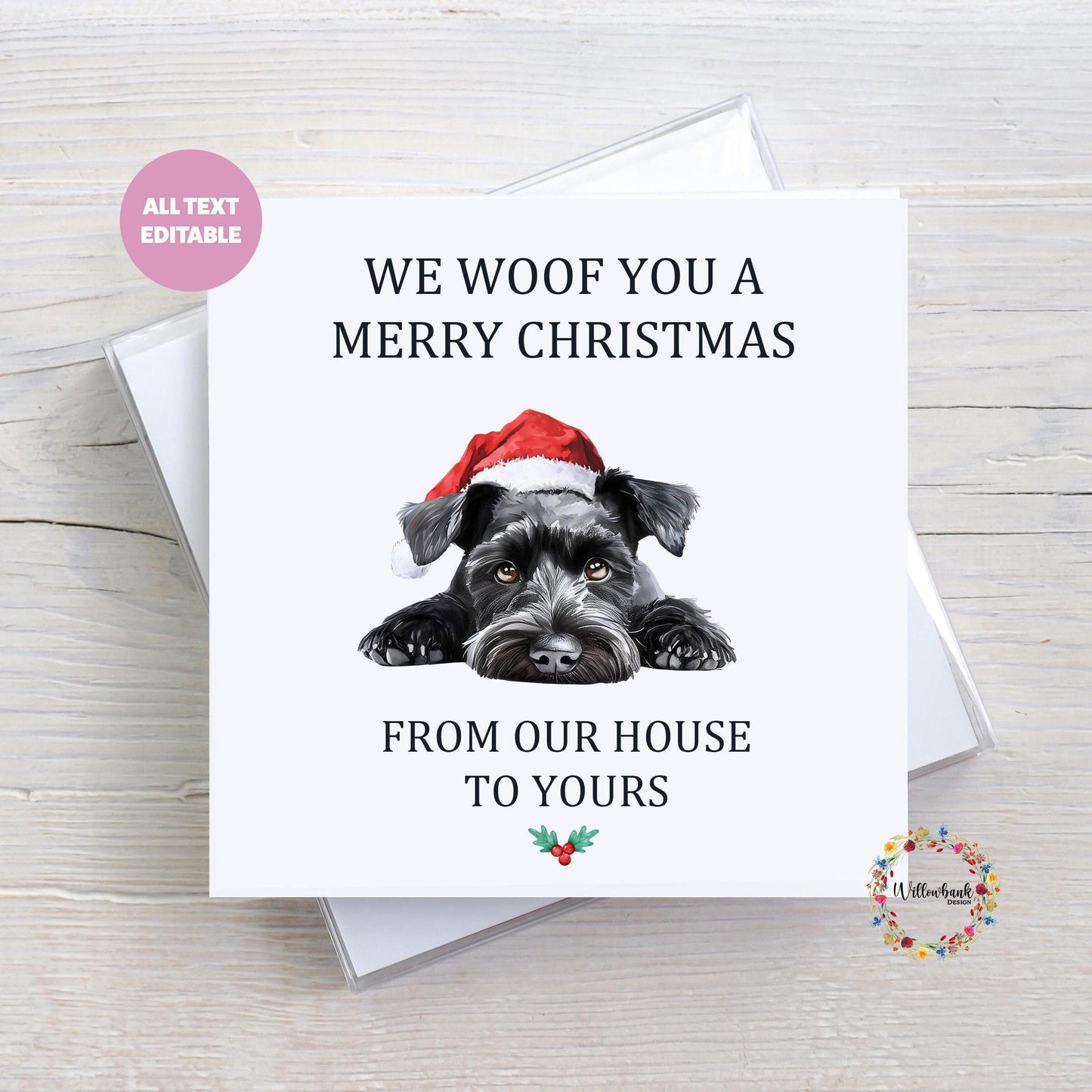 Personalised Miniature Schnauzer Christmas Card