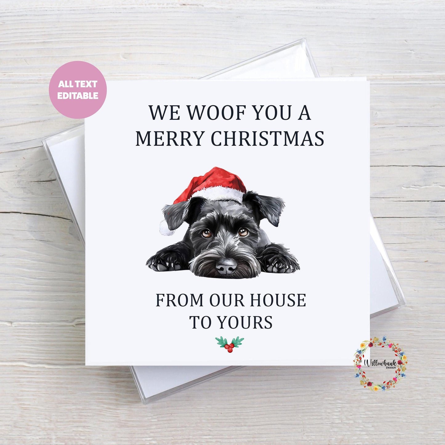 Multipack Personalised Miniature Schnauzer Christmas Card