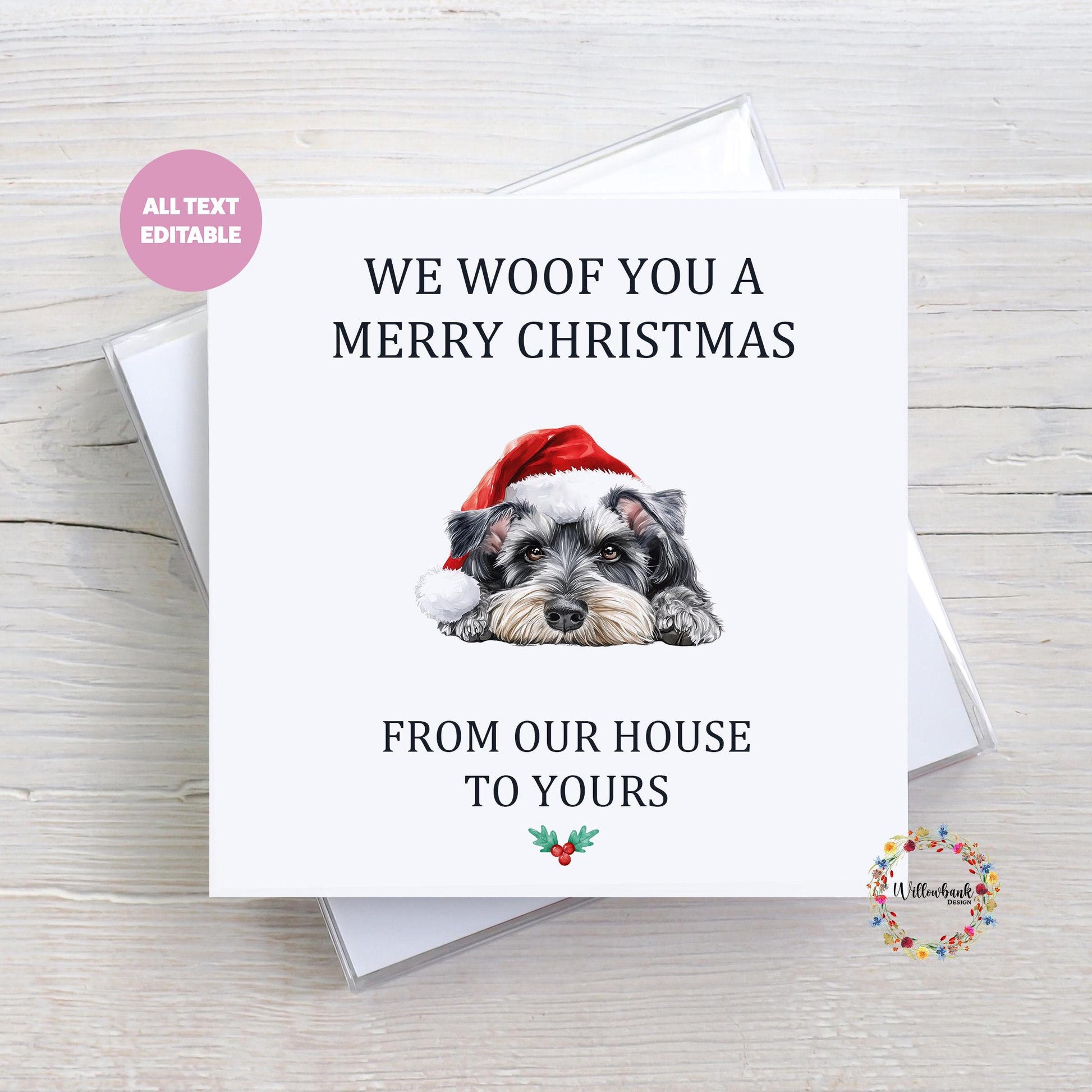 Personalised Miniature Schnauzer Christmas Card