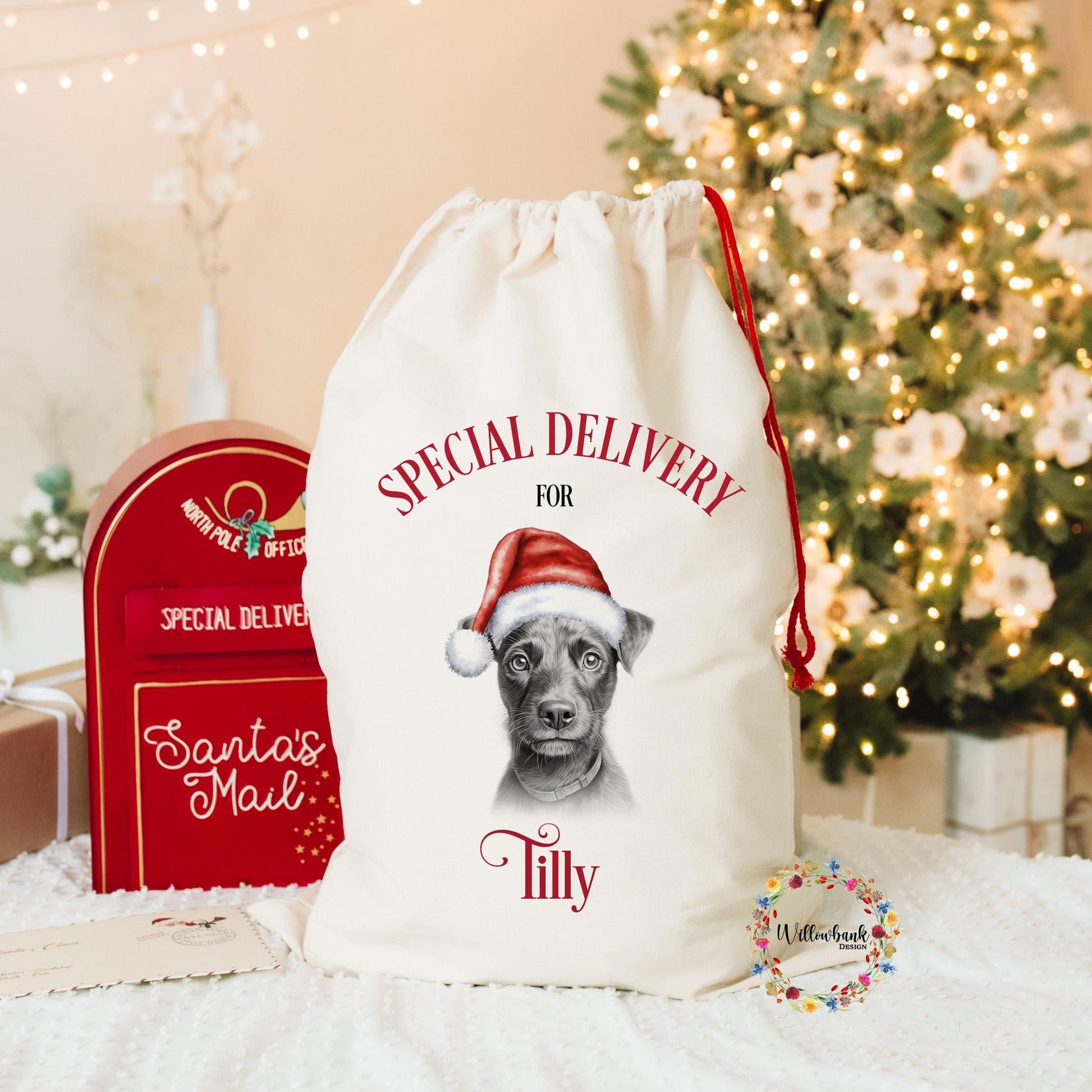 Patterdale Terrier Christmas Santa Sack