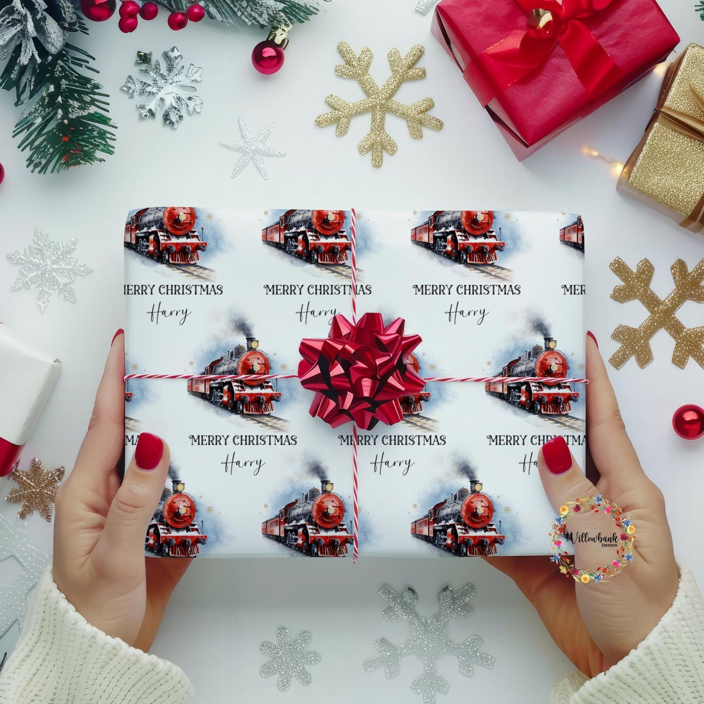 Personalised Christmas Train Wrapping Paper l North Pole Express l Gift Wrap