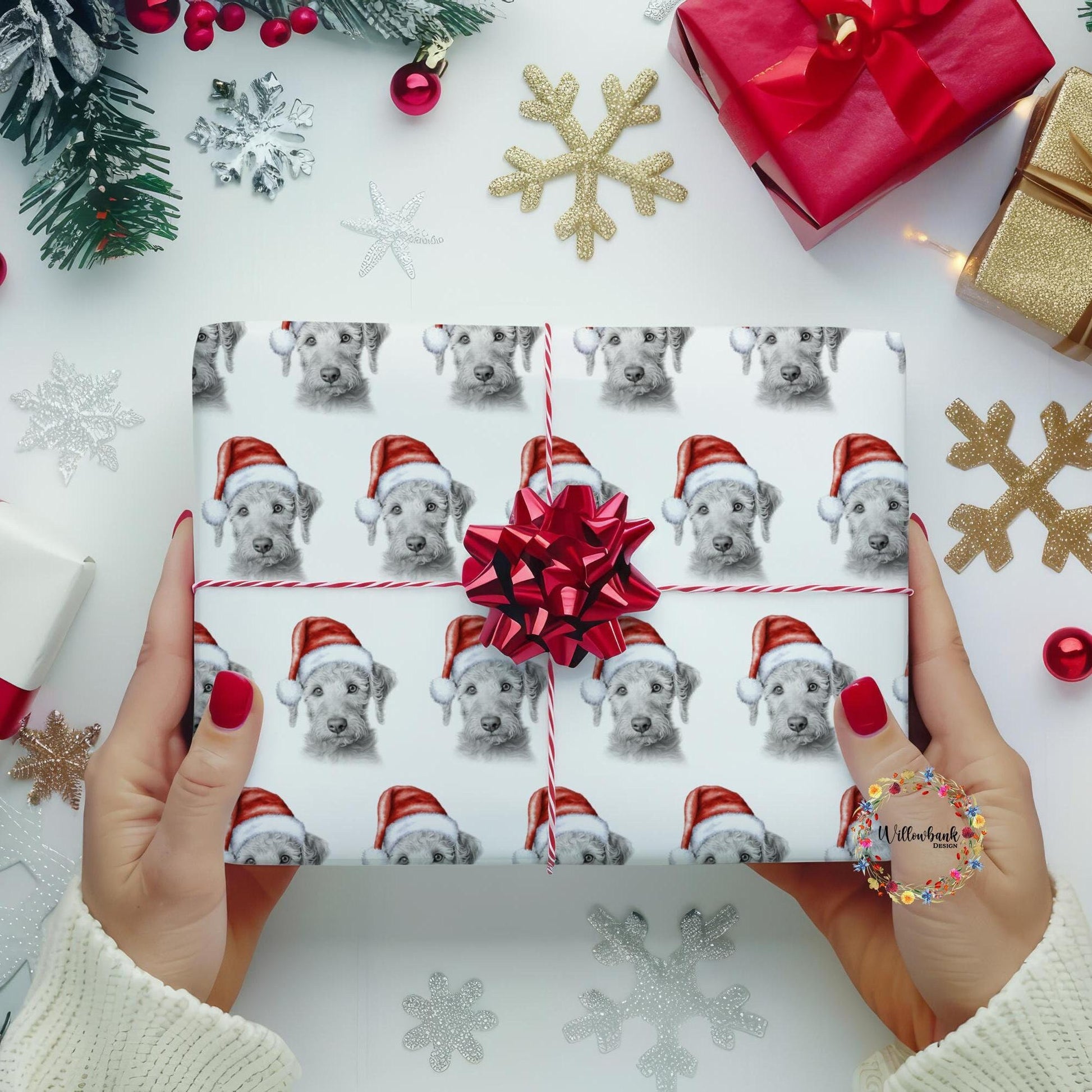 Bedlington Terrier Christmas Wrapping Paper l Gift Wrap l Dog Xmas Paper