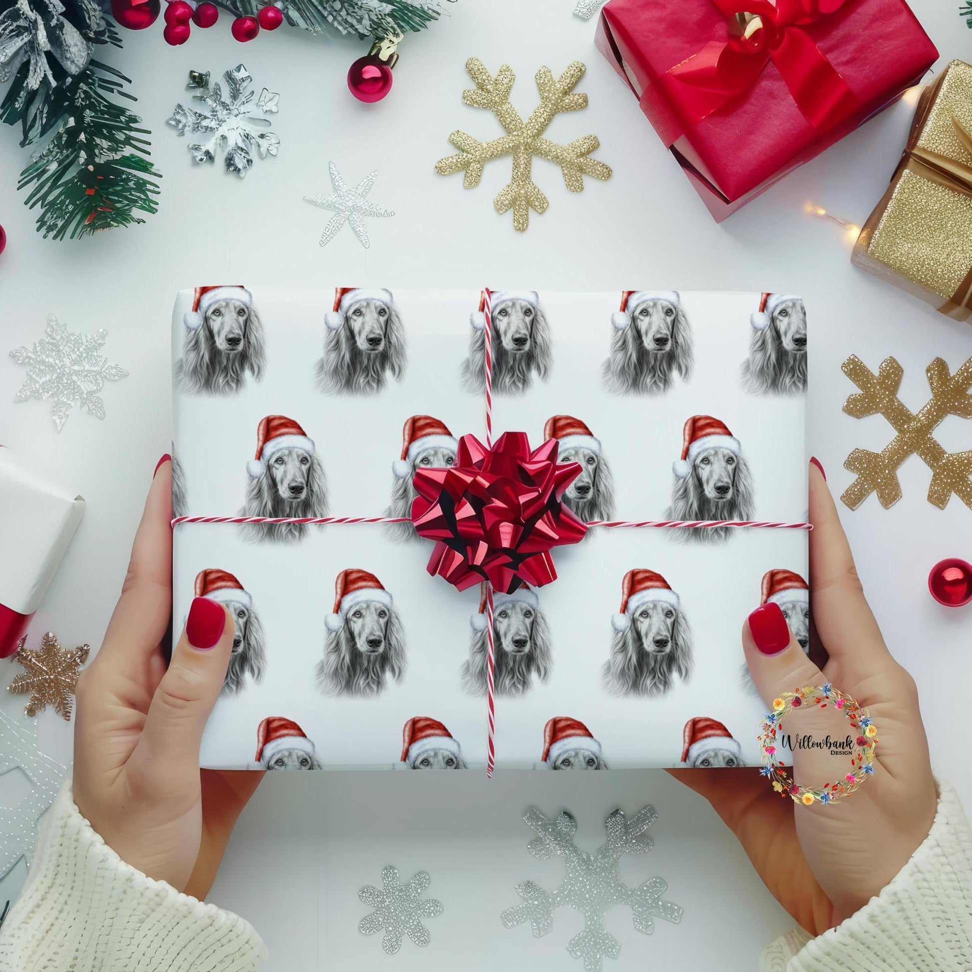 Afghan Hound Christmas Wrapping Paper l Gift Wrap l Dog Xmas Paper